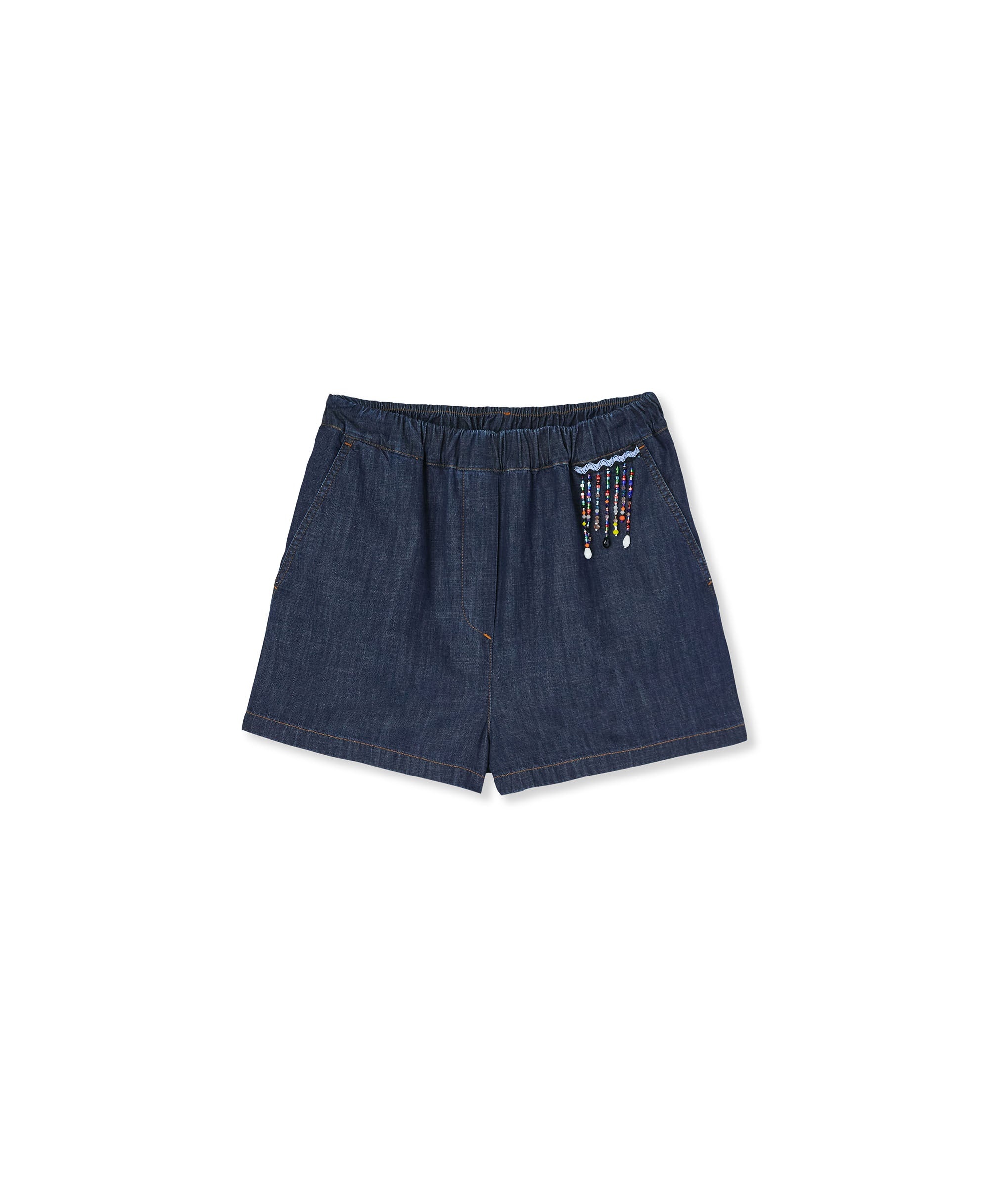 Light denim blue shorts with beaded application - 1