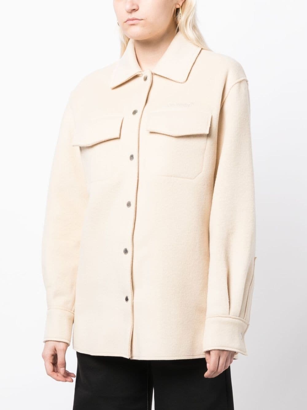 embroidered logo shirt jacket - 3
