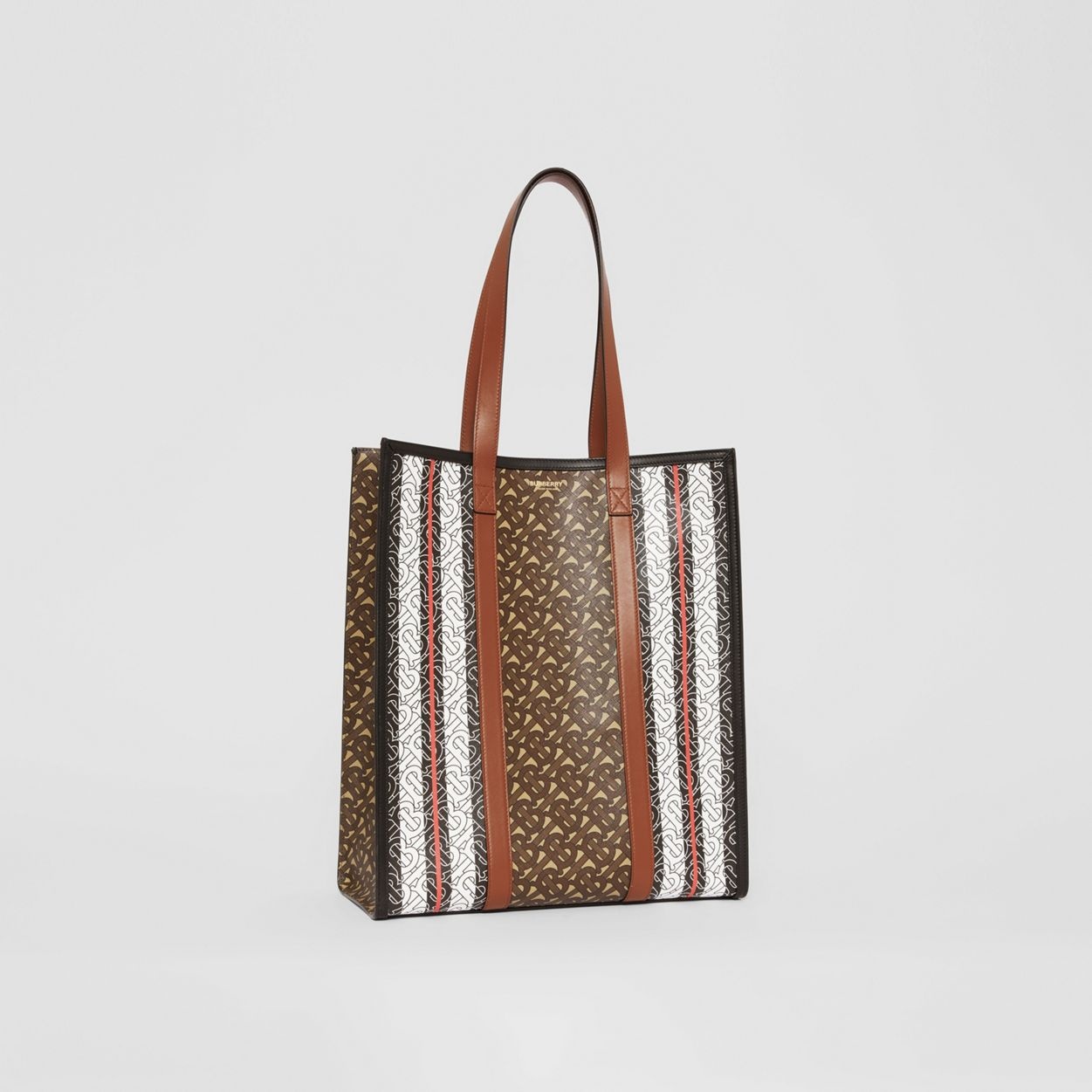 Monogram Stripe E-canvas Portrait Tote Bag - 9