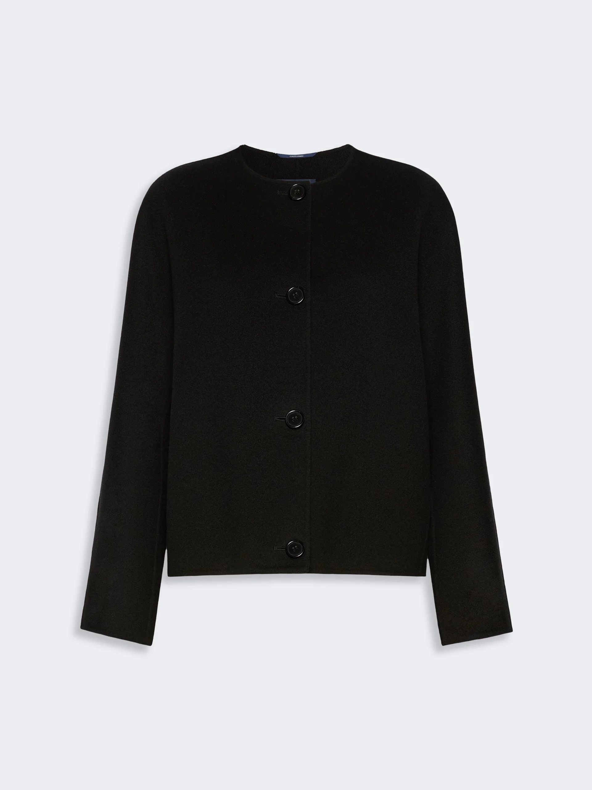 KATE Cropped wool broadcloth jacket - BLACK - 1