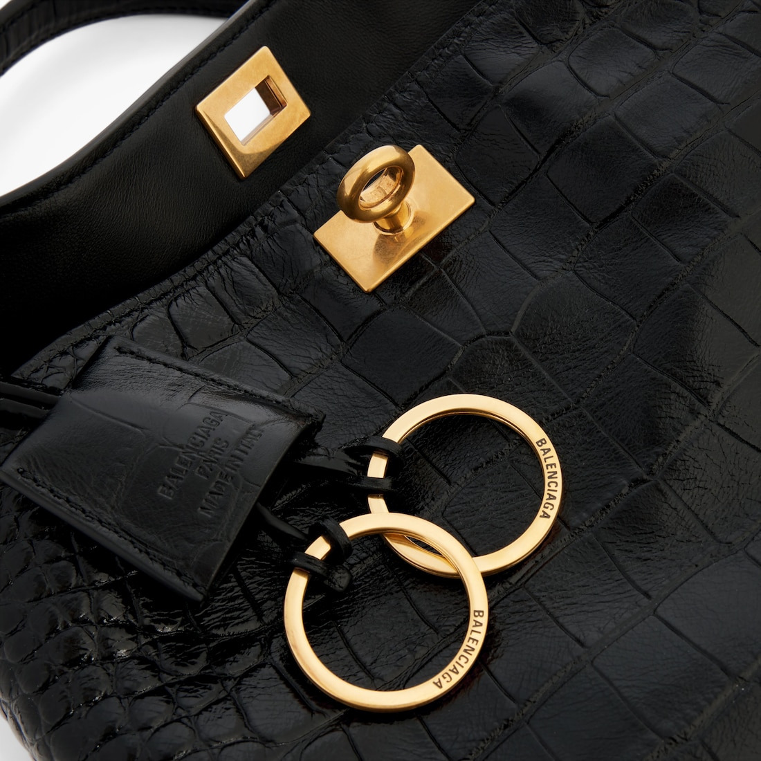 Women's Rodeo Mini Handbag Crocodile Embossed  in Black - 6
