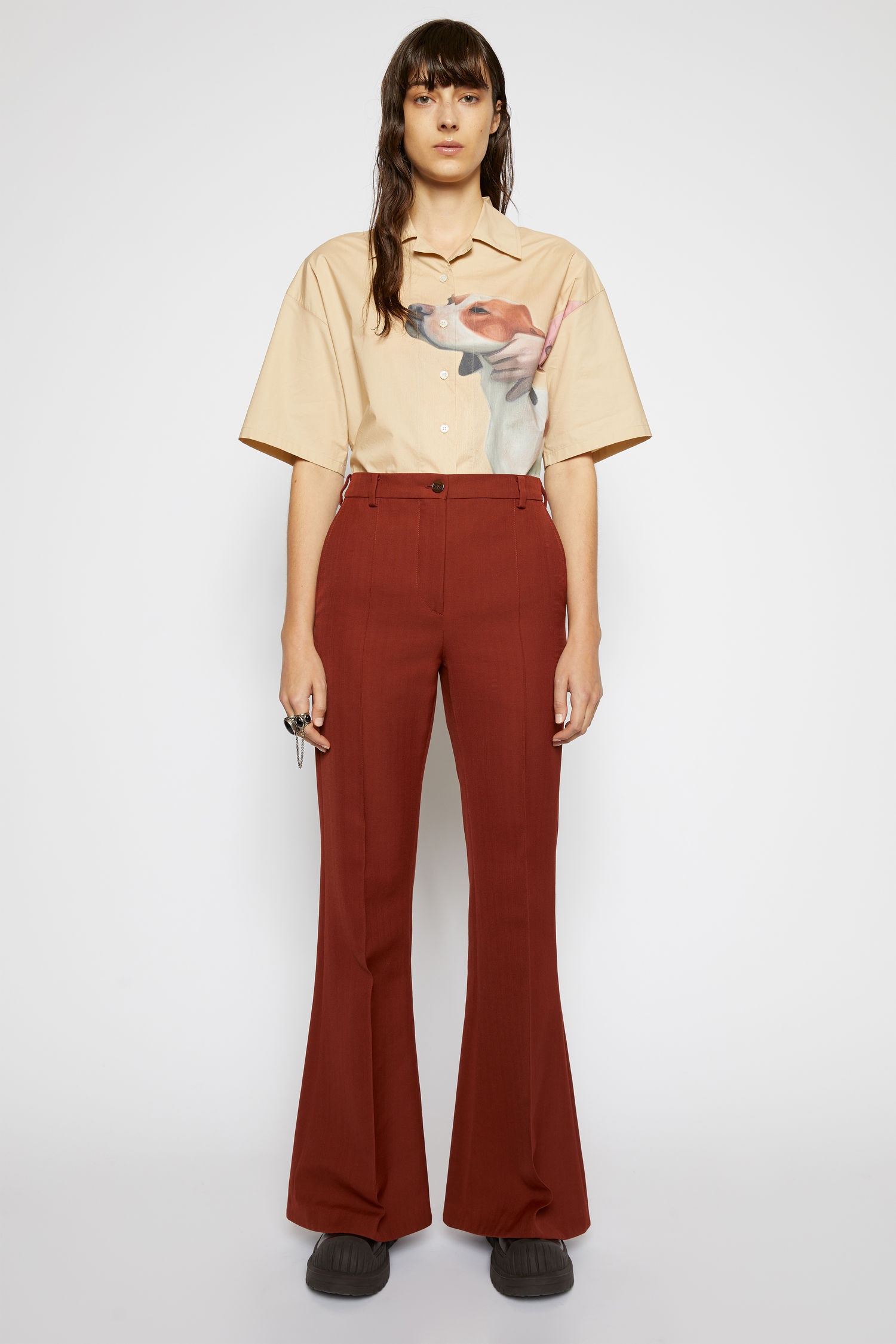 Flared trousers rust brown - 2