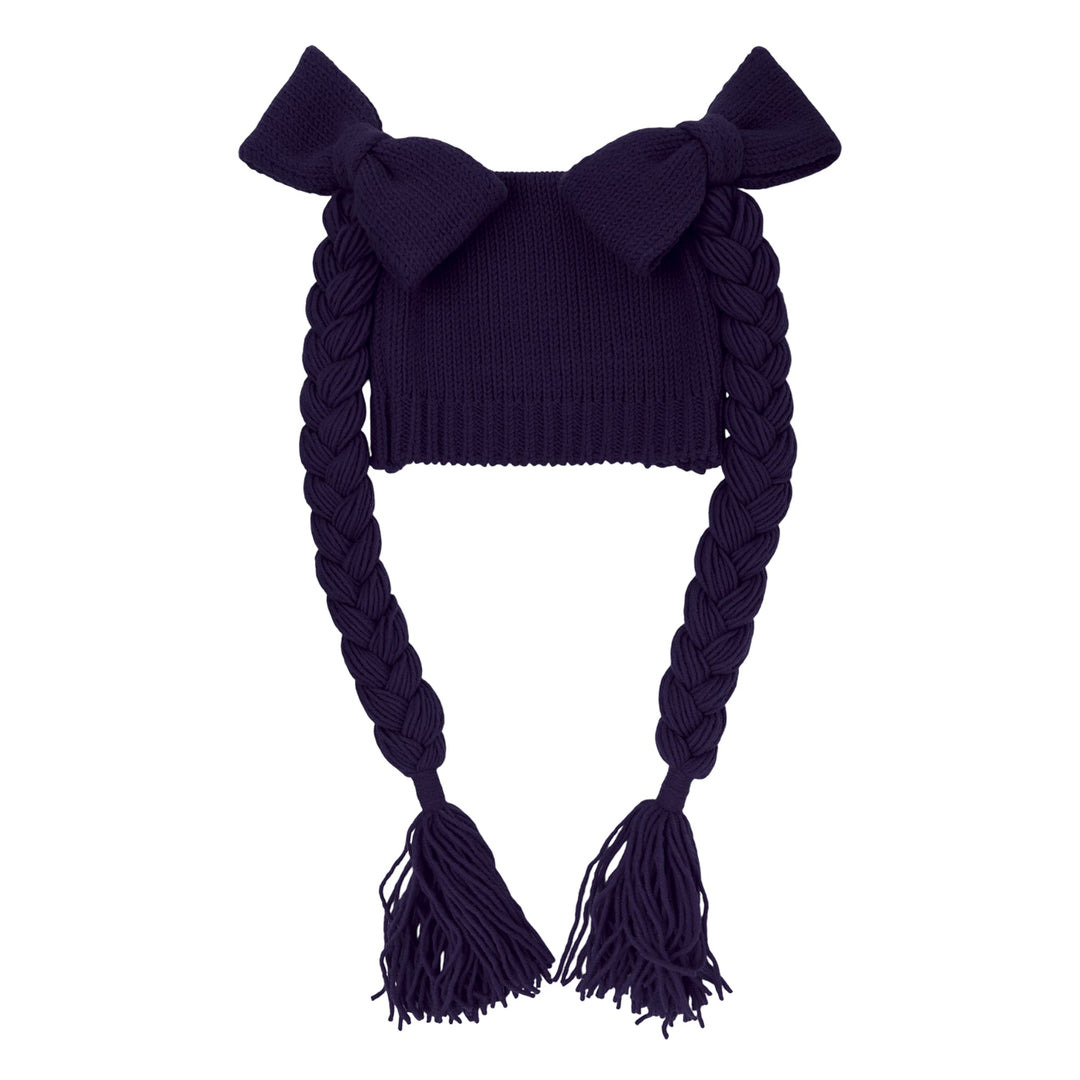 Big Bowknot Pony Tail Knit Cap - 1