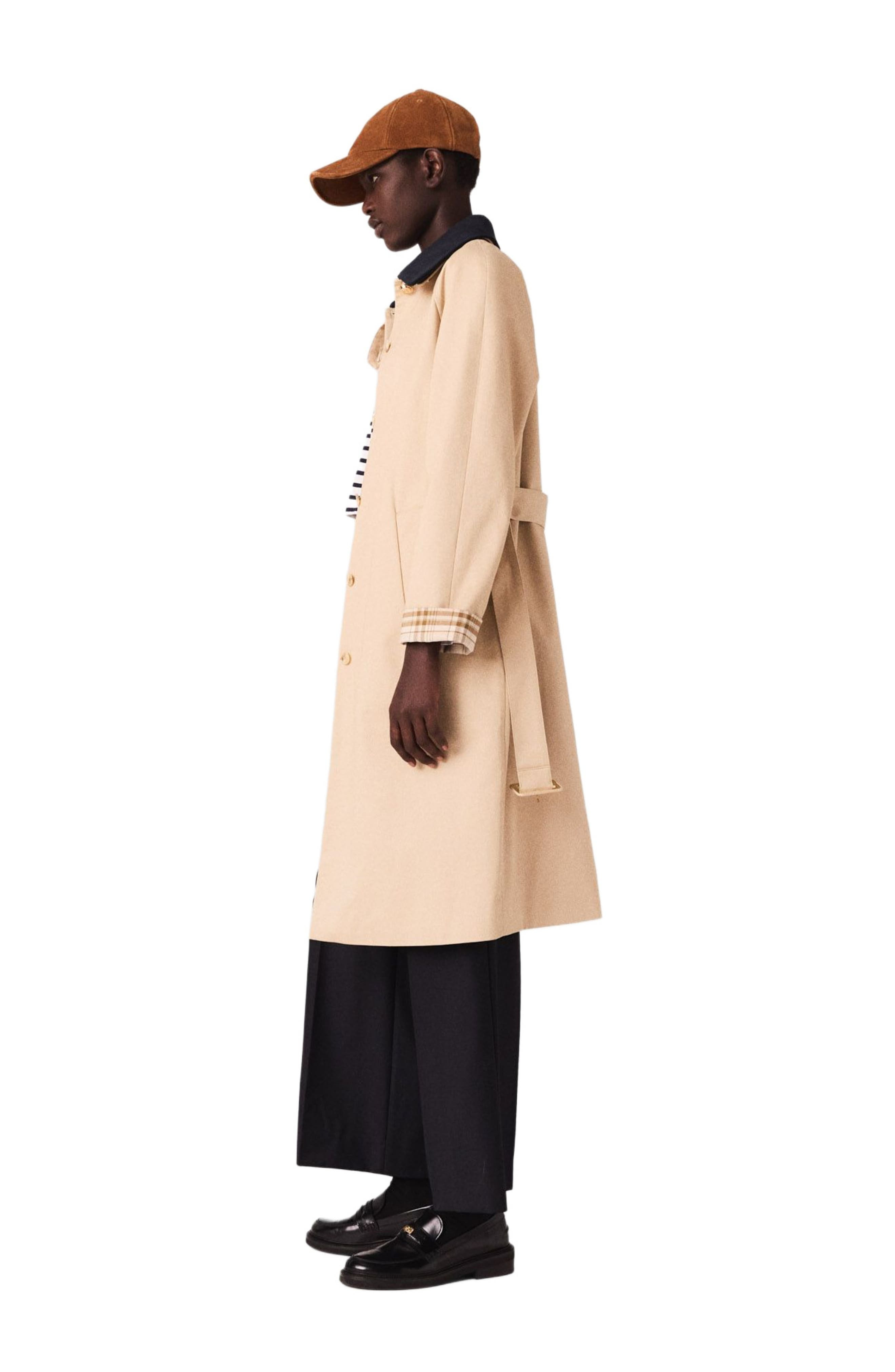 maje Contrast sleeve and collar trench in Beige at Nordstrom - 3