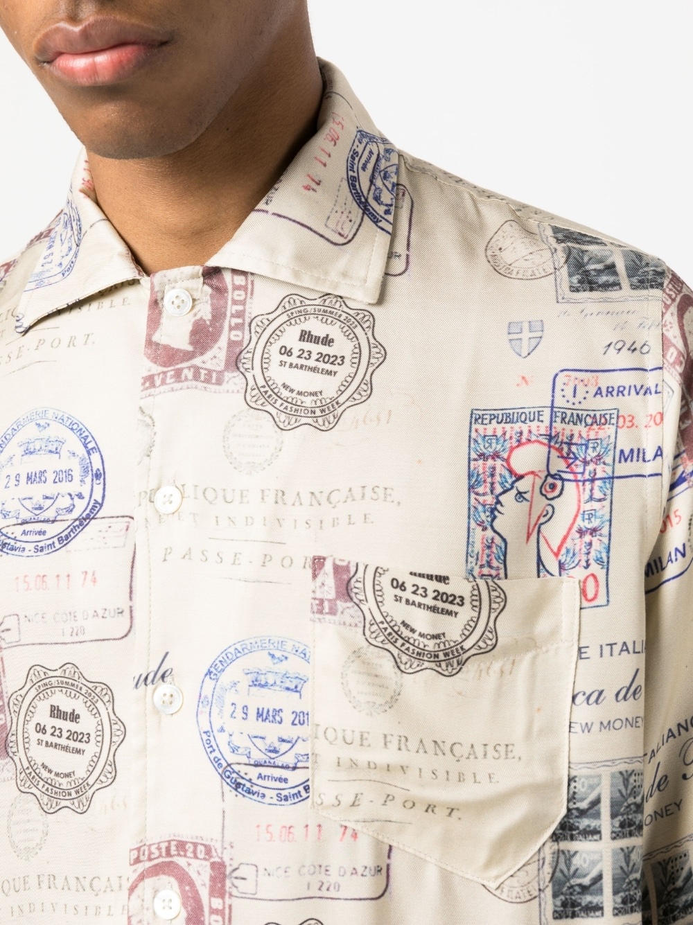 passport stamp print shirt - 5