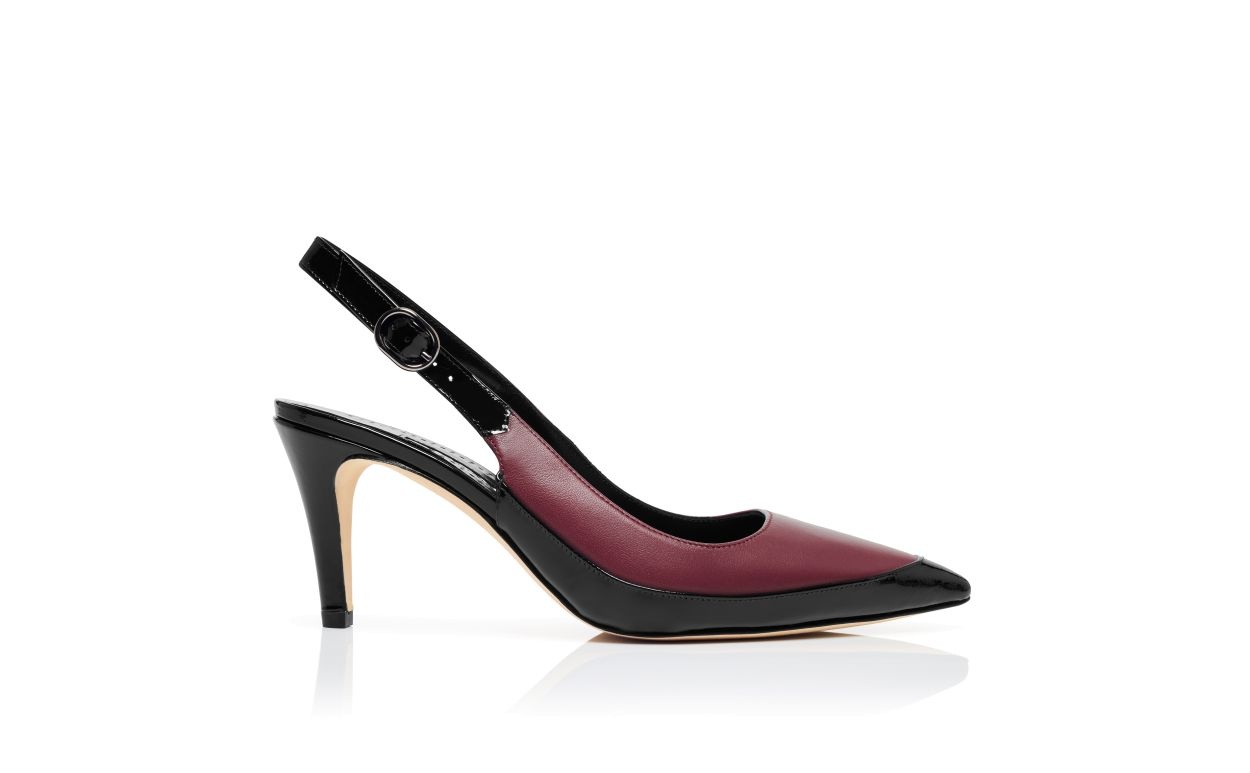 Black and Red Nappa Leather Slingback Pumps - 1