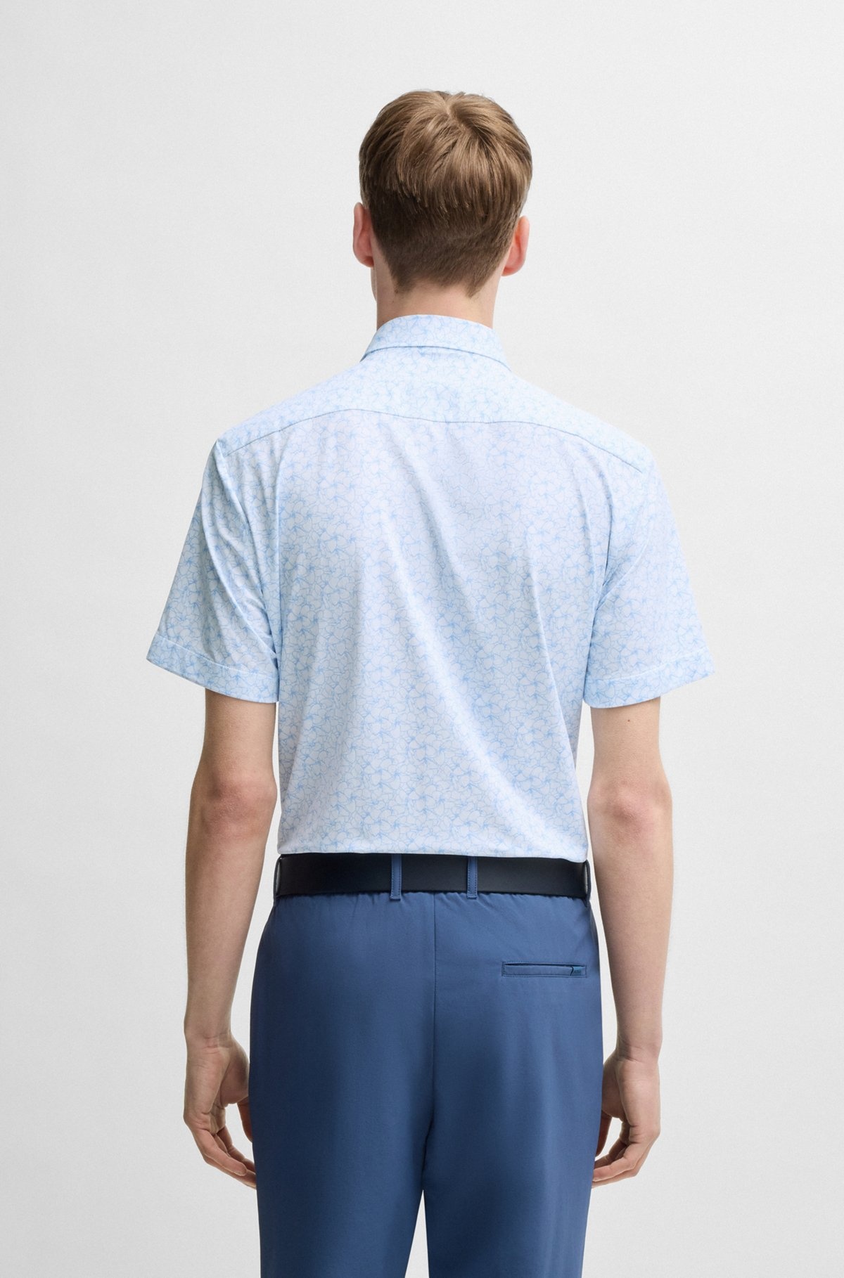 SLIM-FIT SHIRT IN FLORAL-PRINT PERFORMANCE FABRIC - 5