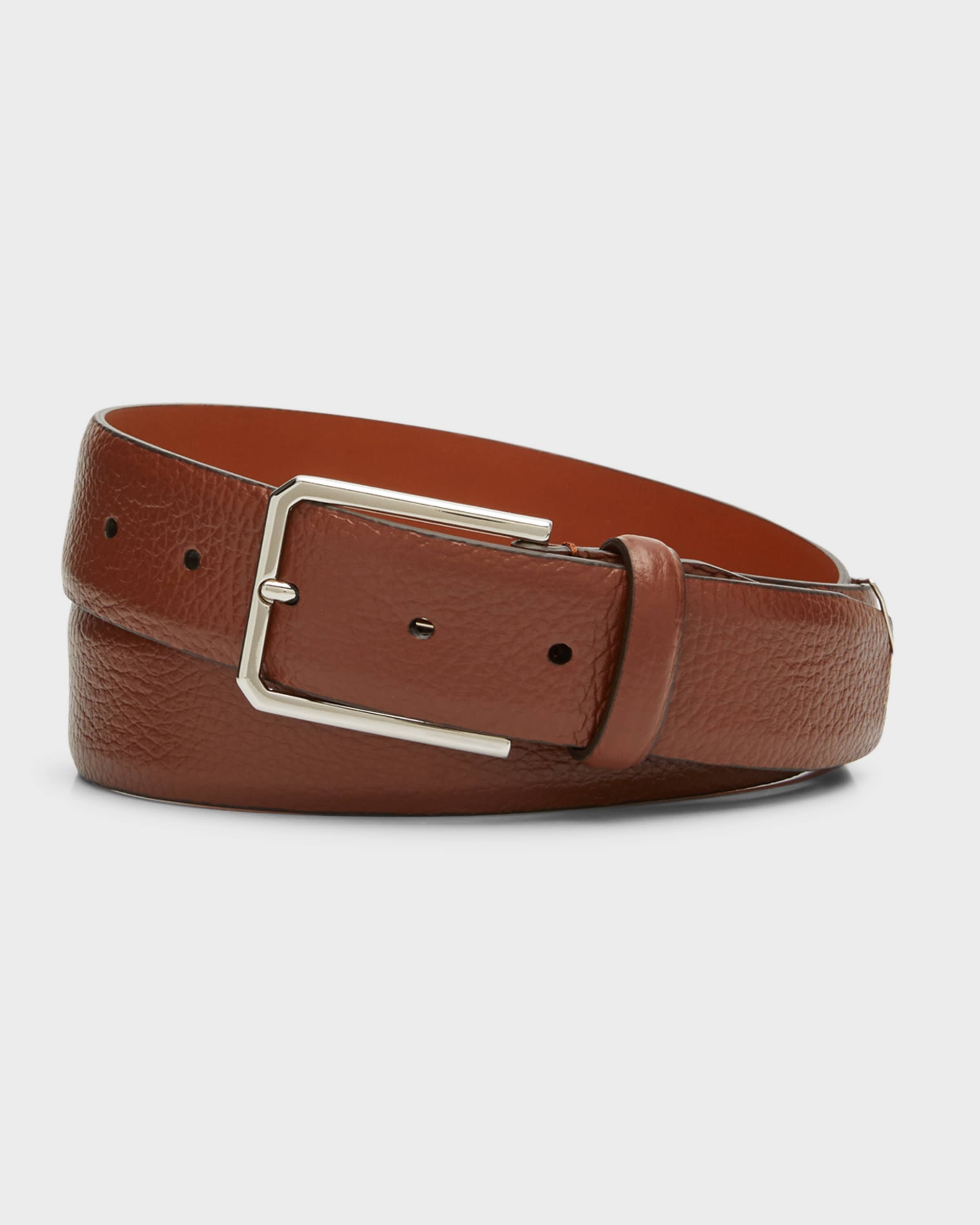 Men's Grained Leather Belt - 1