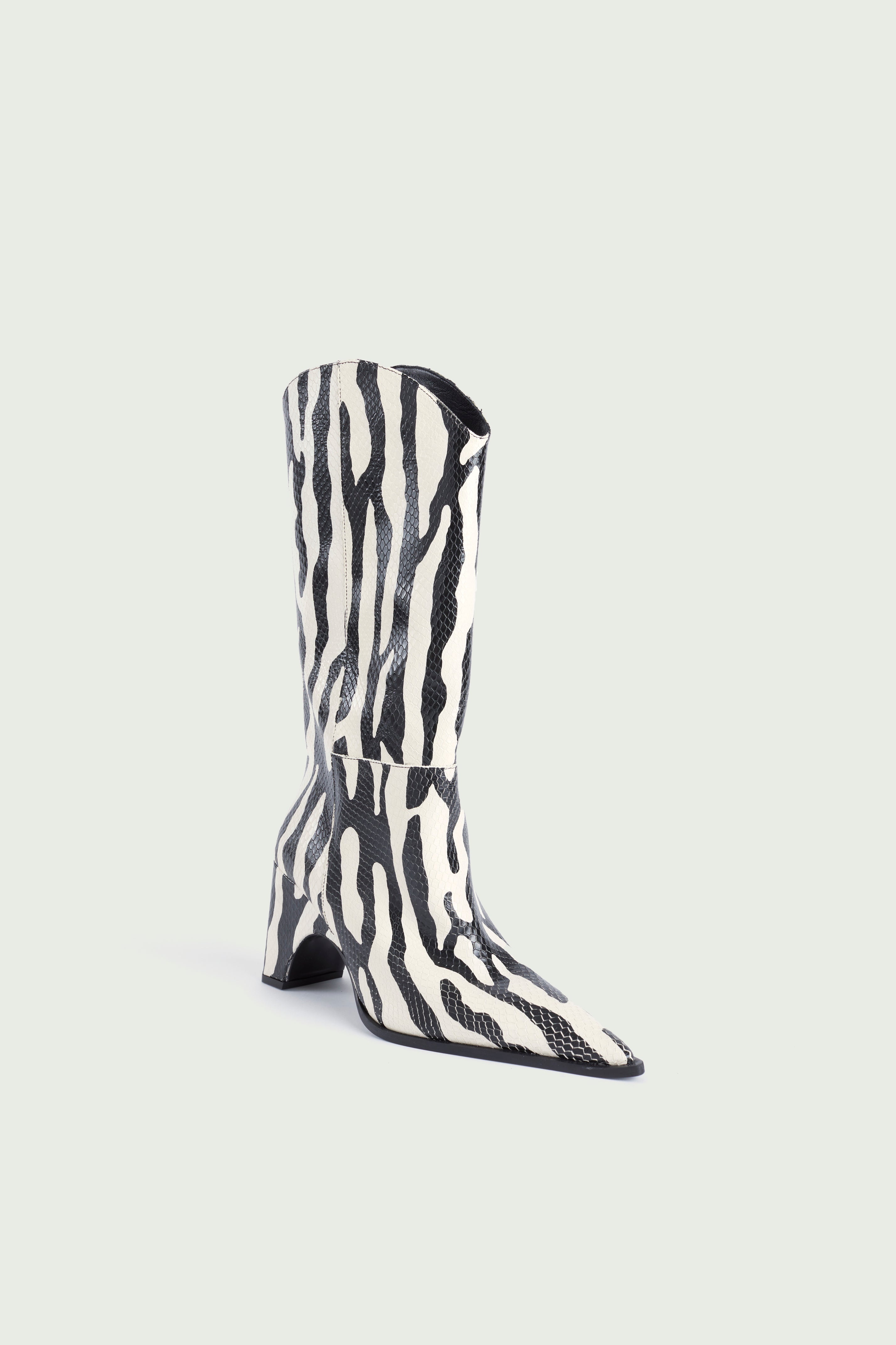 Zebra Print Bridge Cowboy Boot - 2