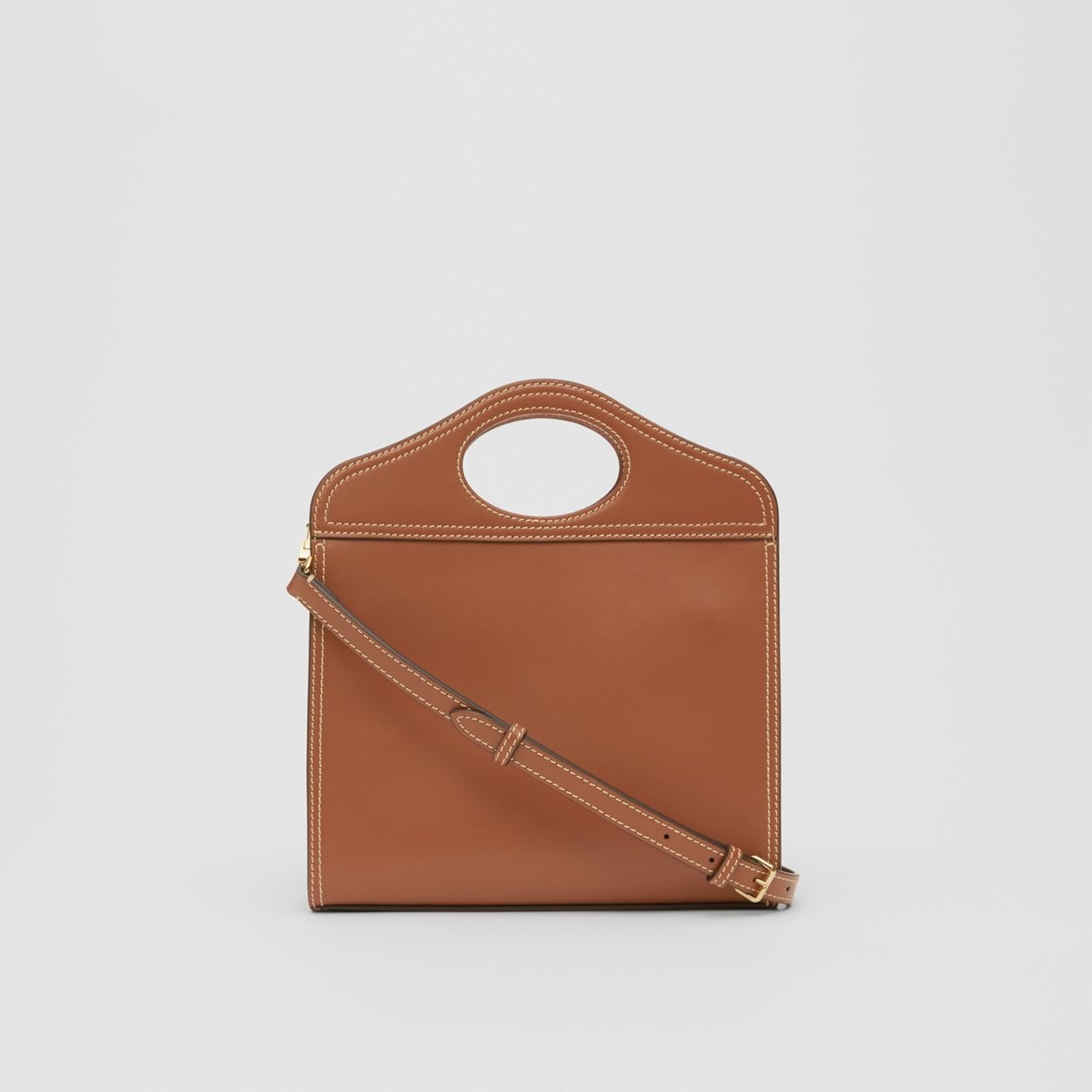 Mini Topstitched Leather Pocket Bag - 8