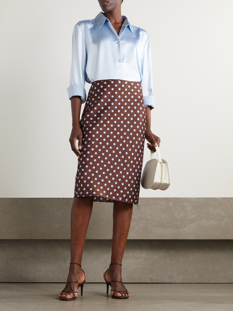 POSSE Leo Polka-dot Tencel-blend Satin Midi Skirt outlook
