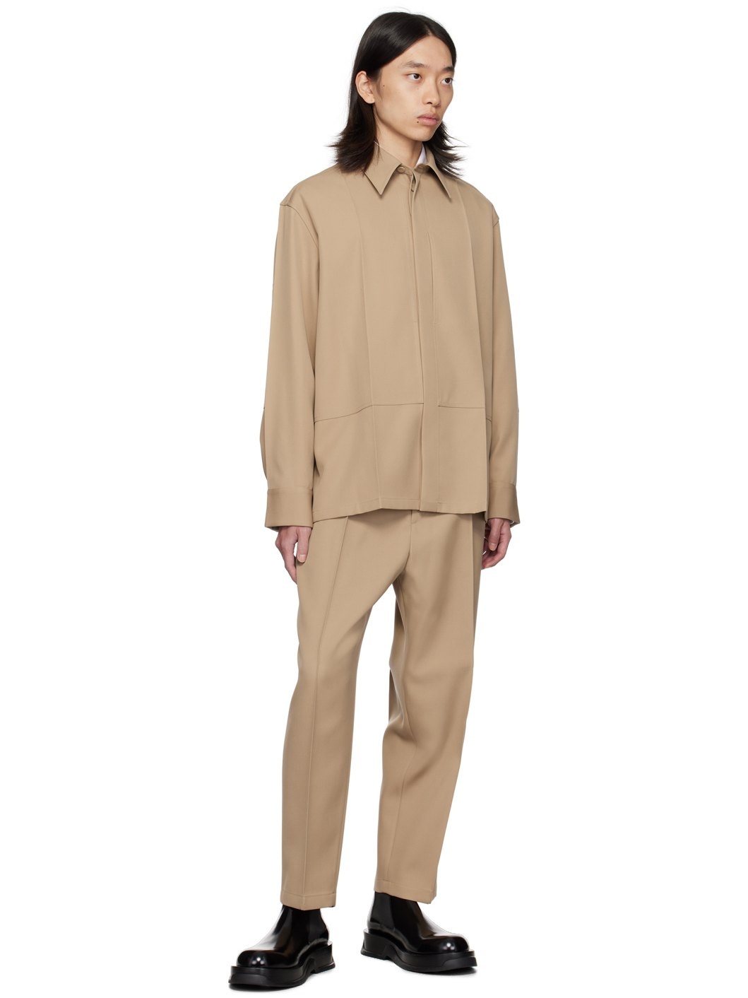 Beige Tapered Trousers - 4