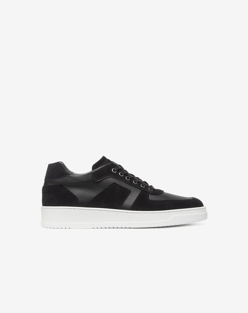 Black two-texture nappa and suede trainers 1