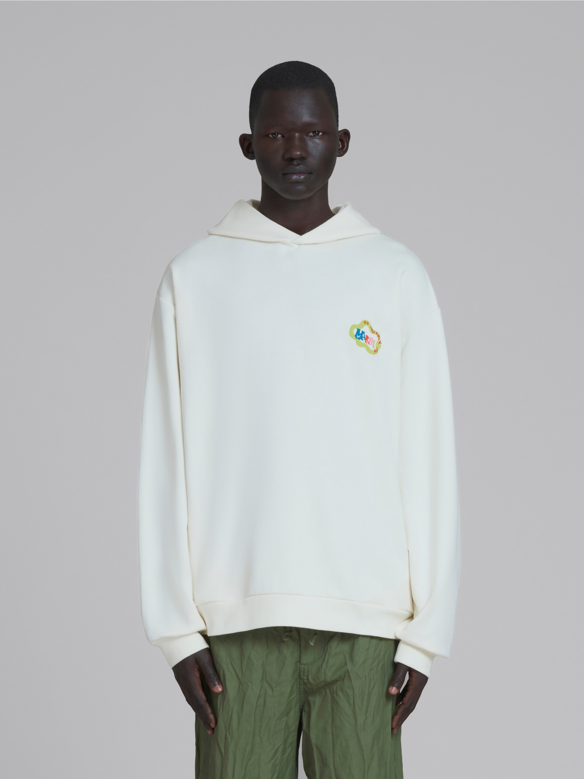 MARNI X NO VACANCY INN - WHITE SWEATSHIRT IN BIO COTTON JERSEY WITH SNAKE LOGO PRINT - 2