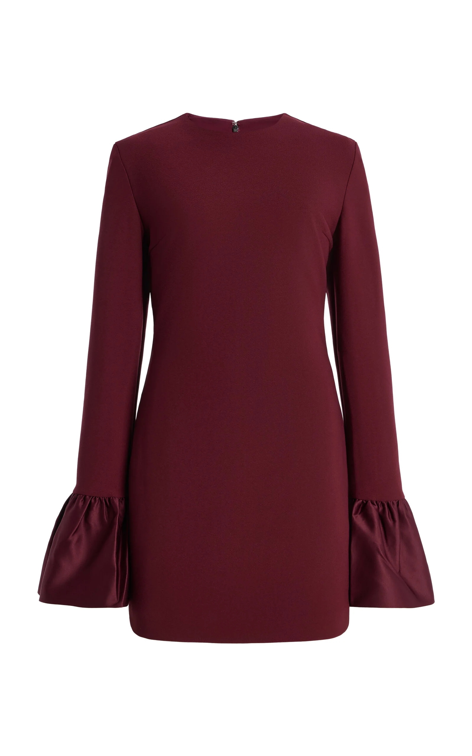 Satin-Trimmed Crepe Mini Dress burgundy - 1