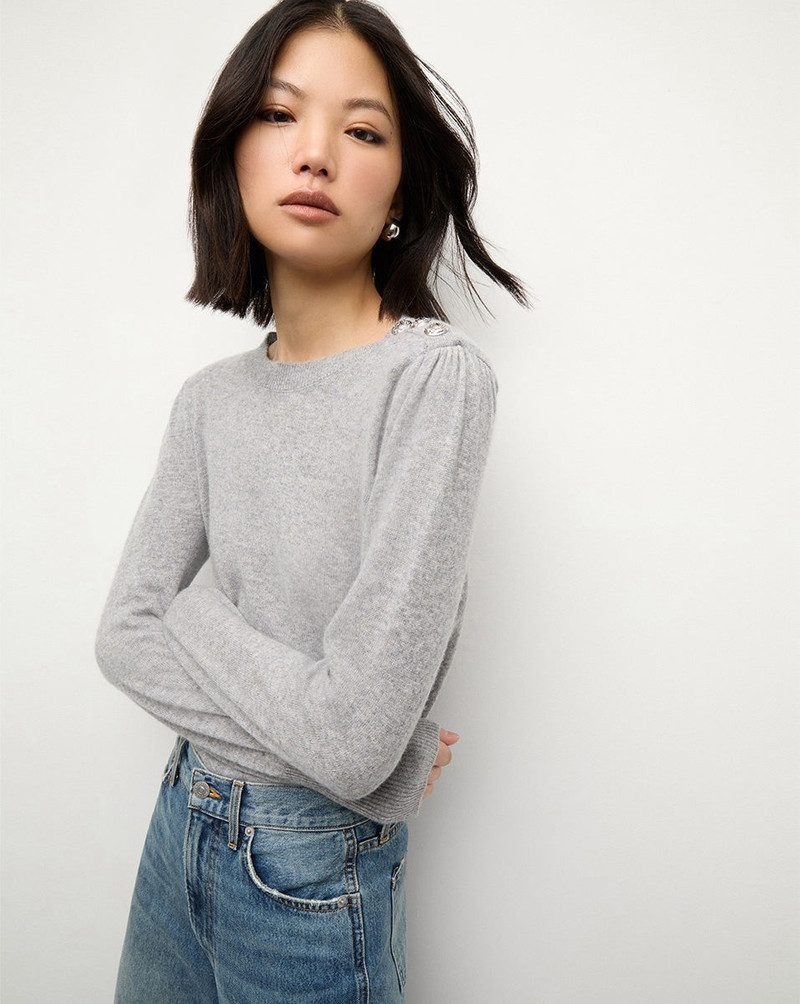 VERONICA BEARD NELIA CASHMERE PULLOVER | BUTTON ACCENT outlook