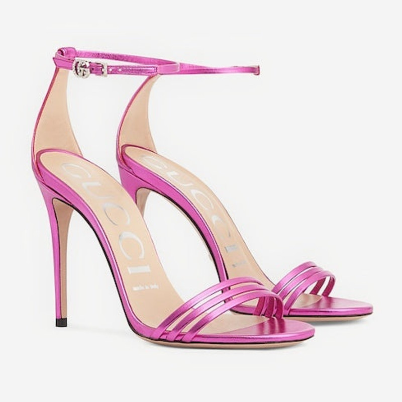 GUCCI Gucci Double G Metallic Heeled Sandals outlook