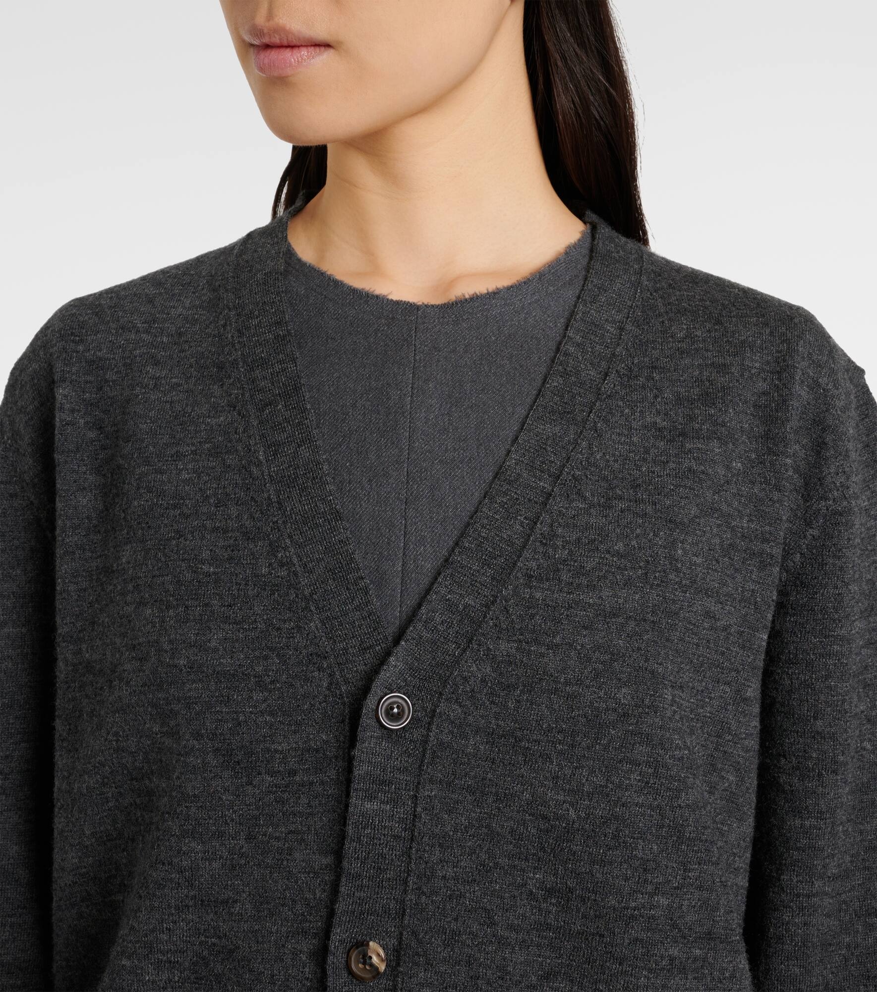 Leather-trimmed wool cardigan - 4
