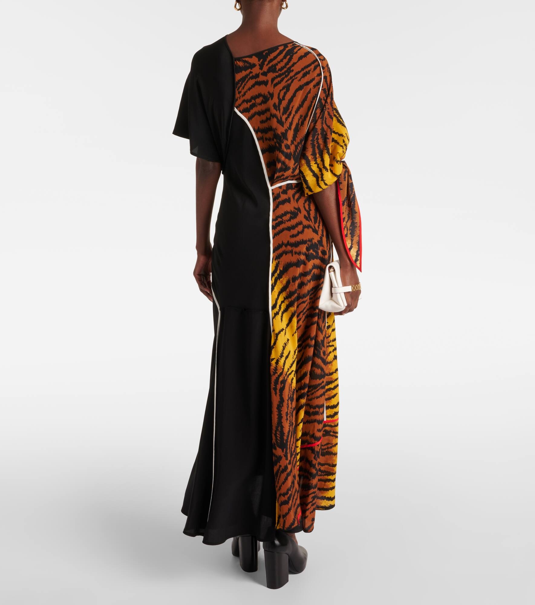 Asymmetric animal-print silk maxi dress - 3