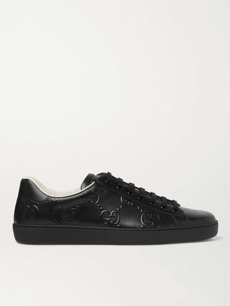Ace Logo-Embossed Perforated Leather Sneakers - 1
