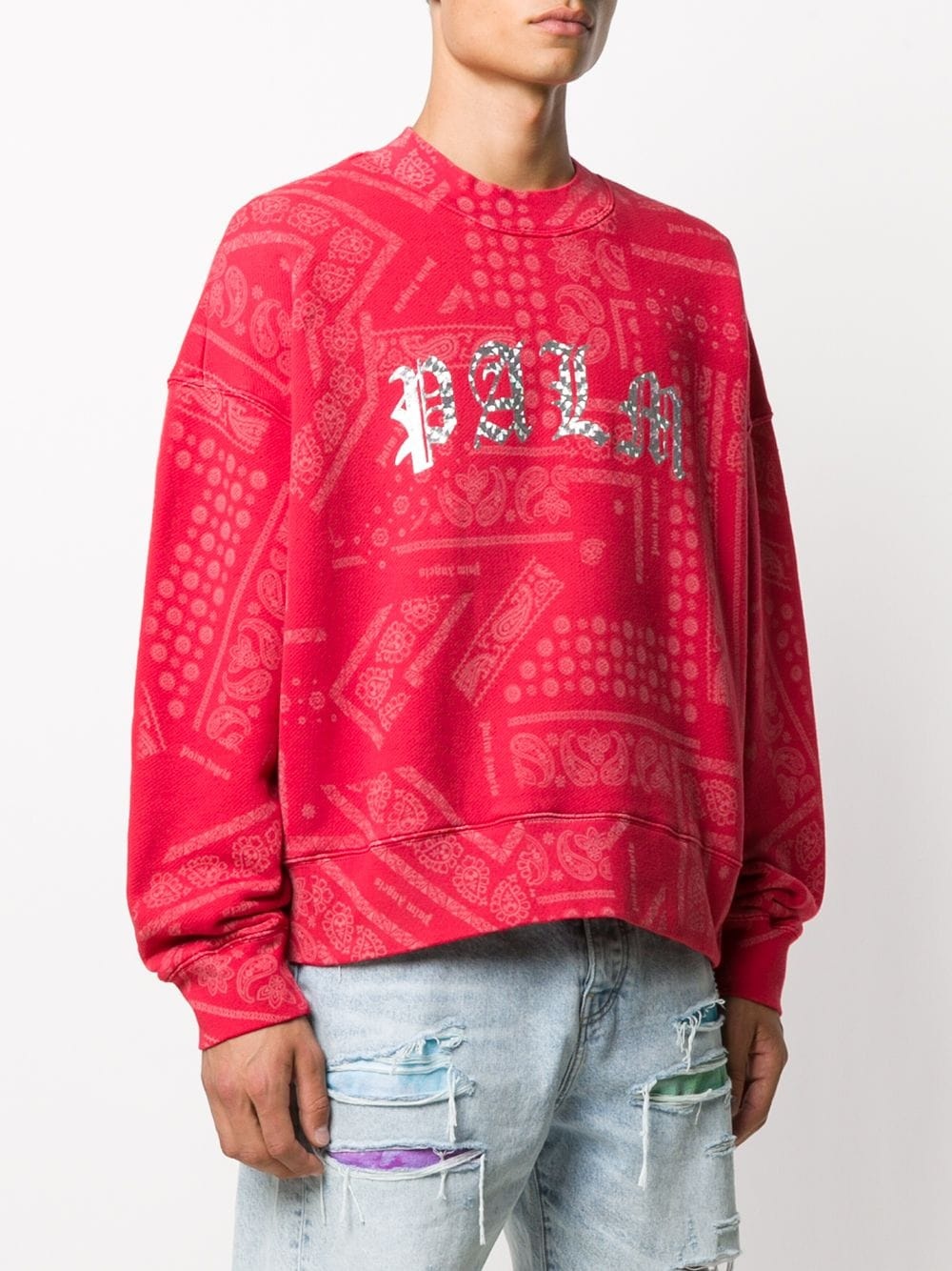 bandana-print crew-neck sweatshirt - 3