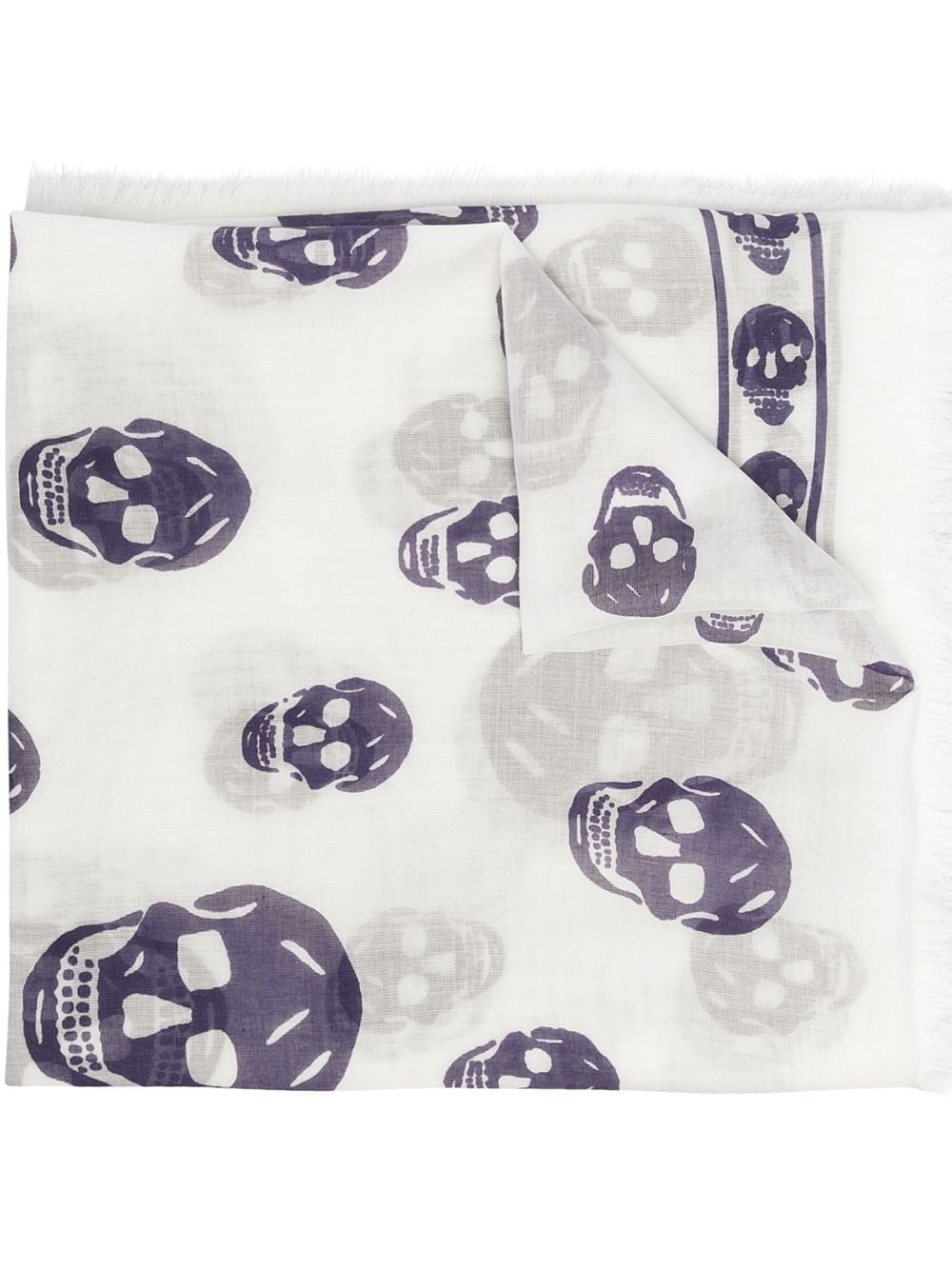 skull-print frayed scarf - 1