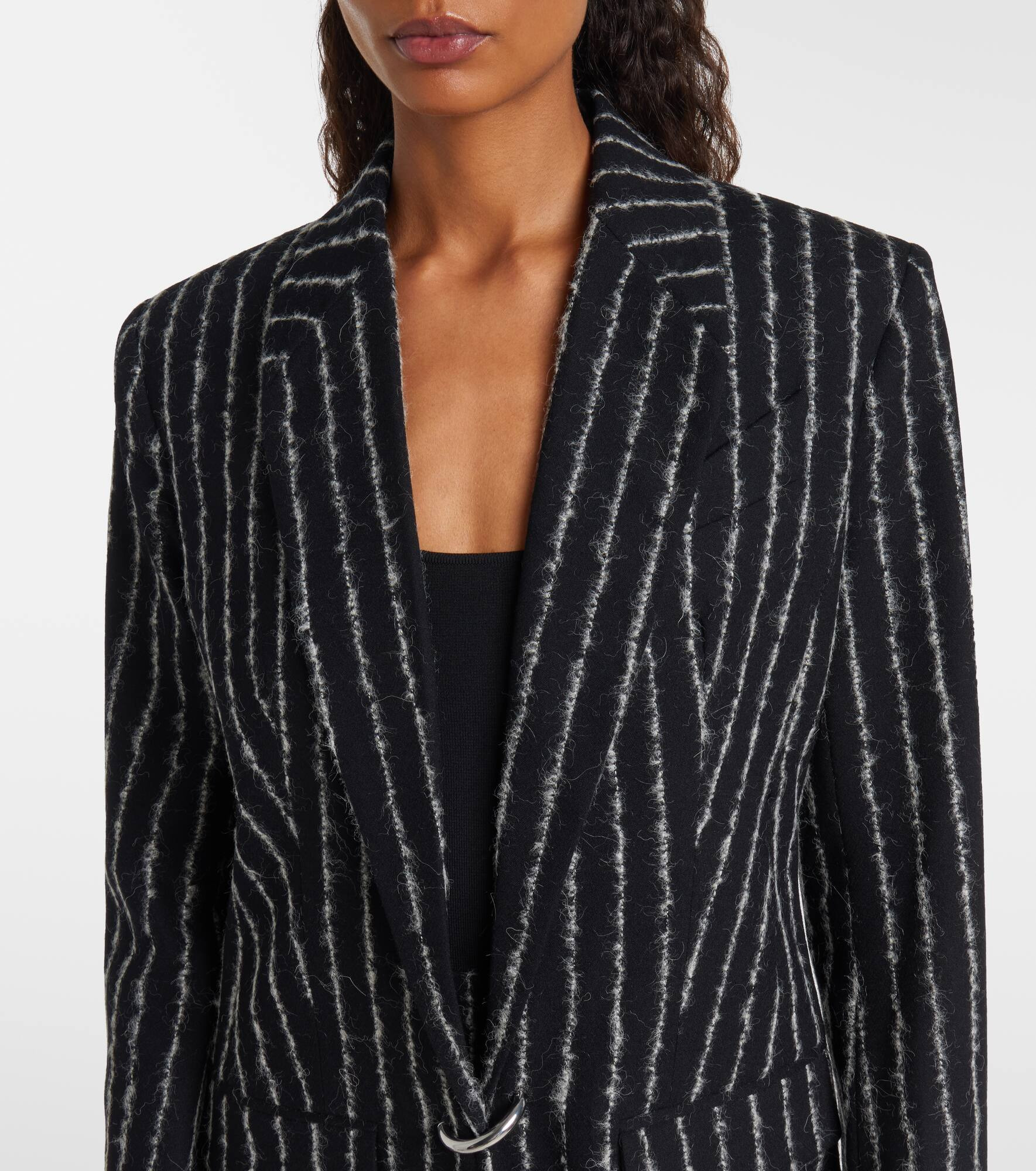 Pinstripe wool-blend coat - 4
