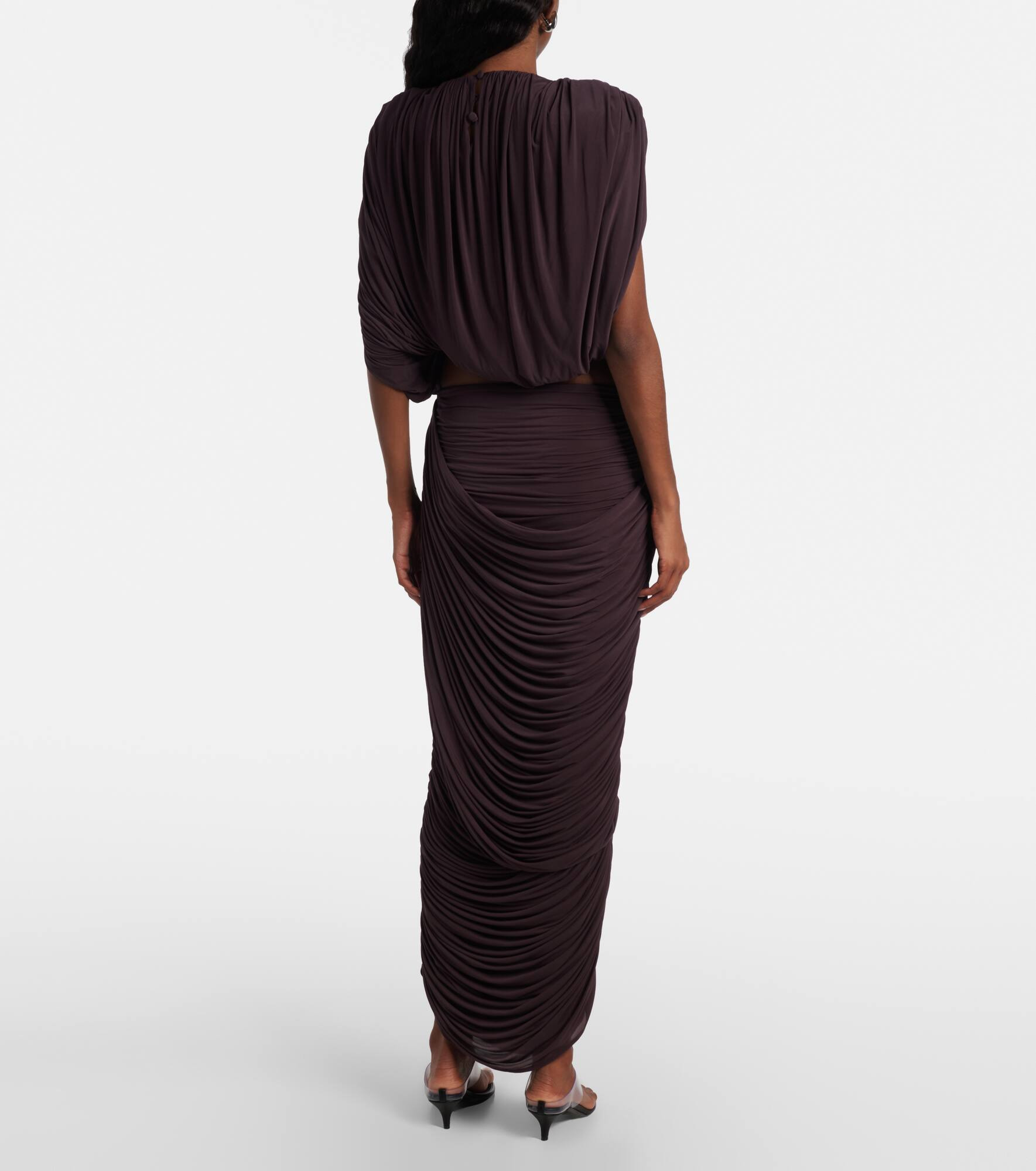 Draped high-rise maxi skirt - 3