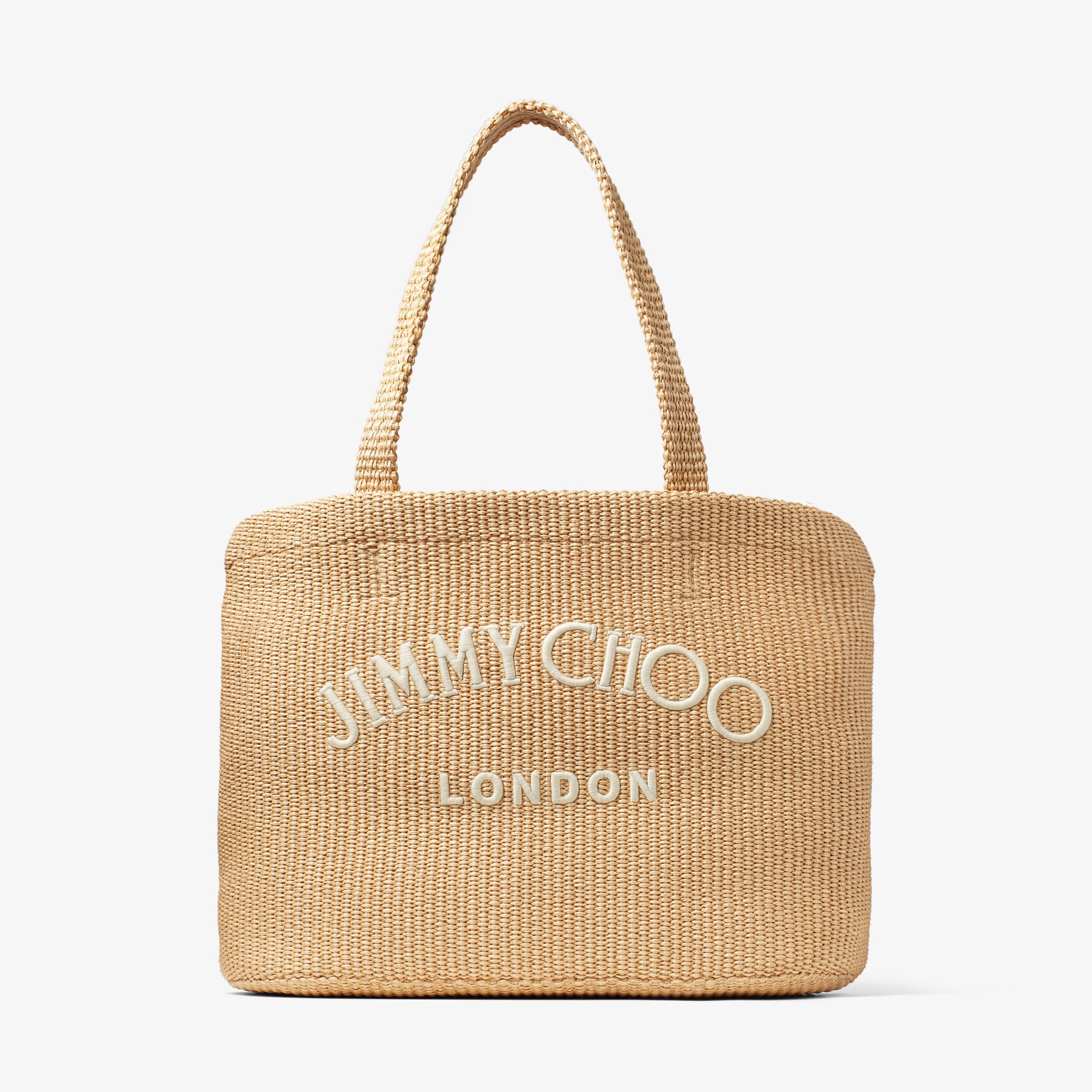 Beach Tote 
Natural Raffia Tote Bag with Jimmy Choo Embroidery - 1