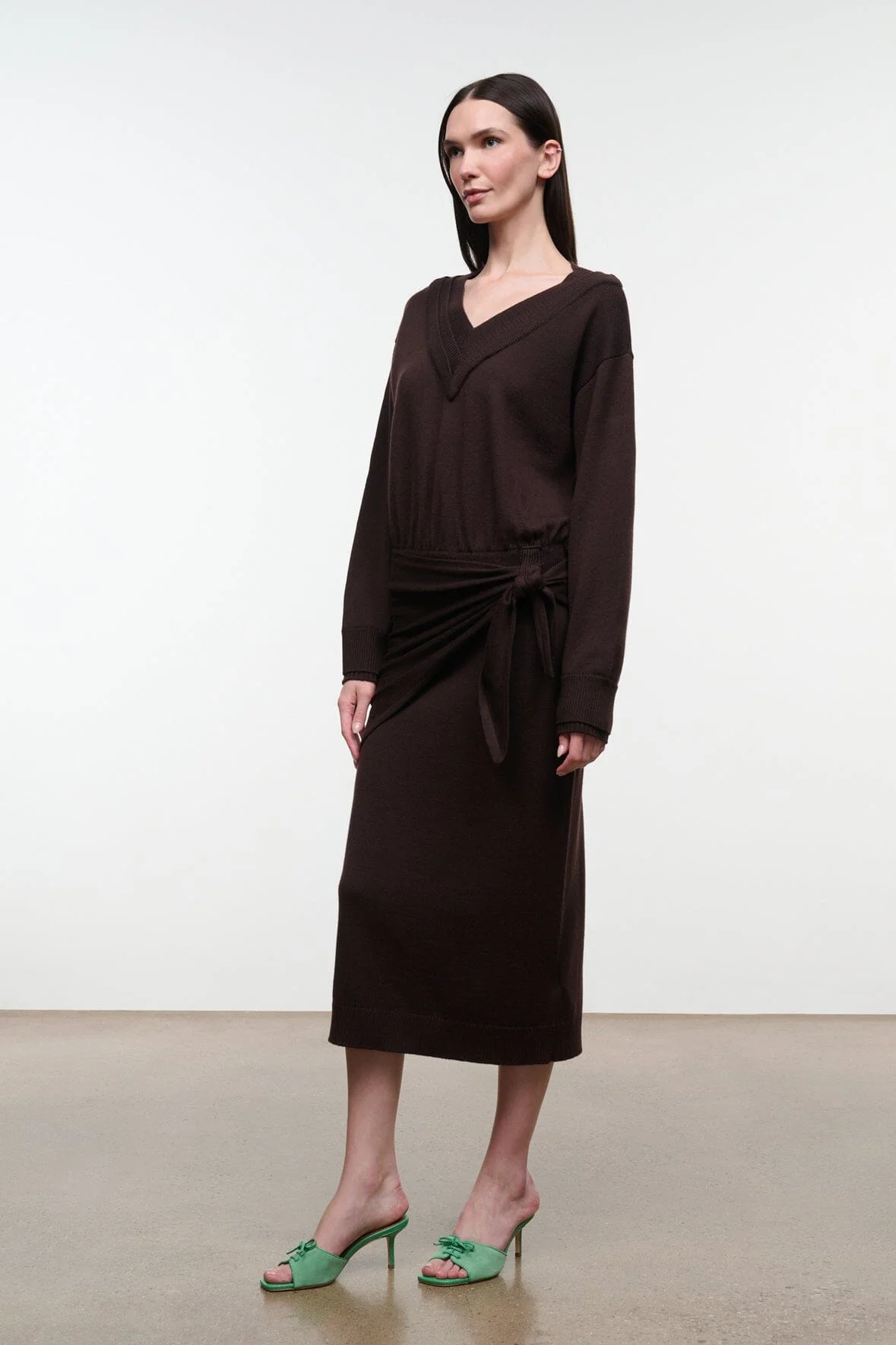 STAUD NORMAN SWEATER DRESS DARK OAK - 1