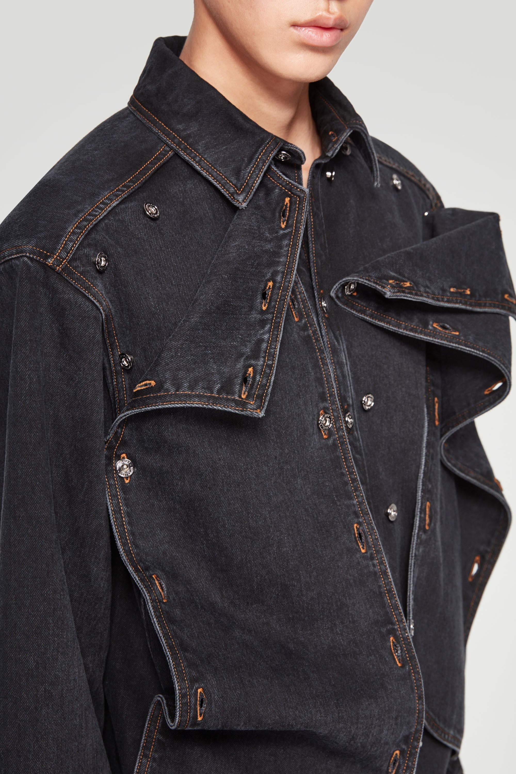 Classic Button Panel Denim Shirt - 8