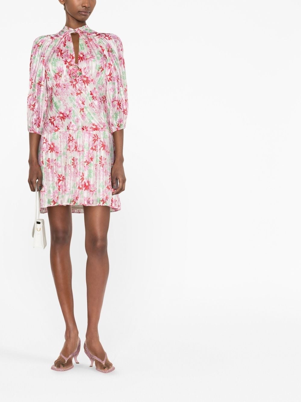 floral-print pleated mini dress - 2