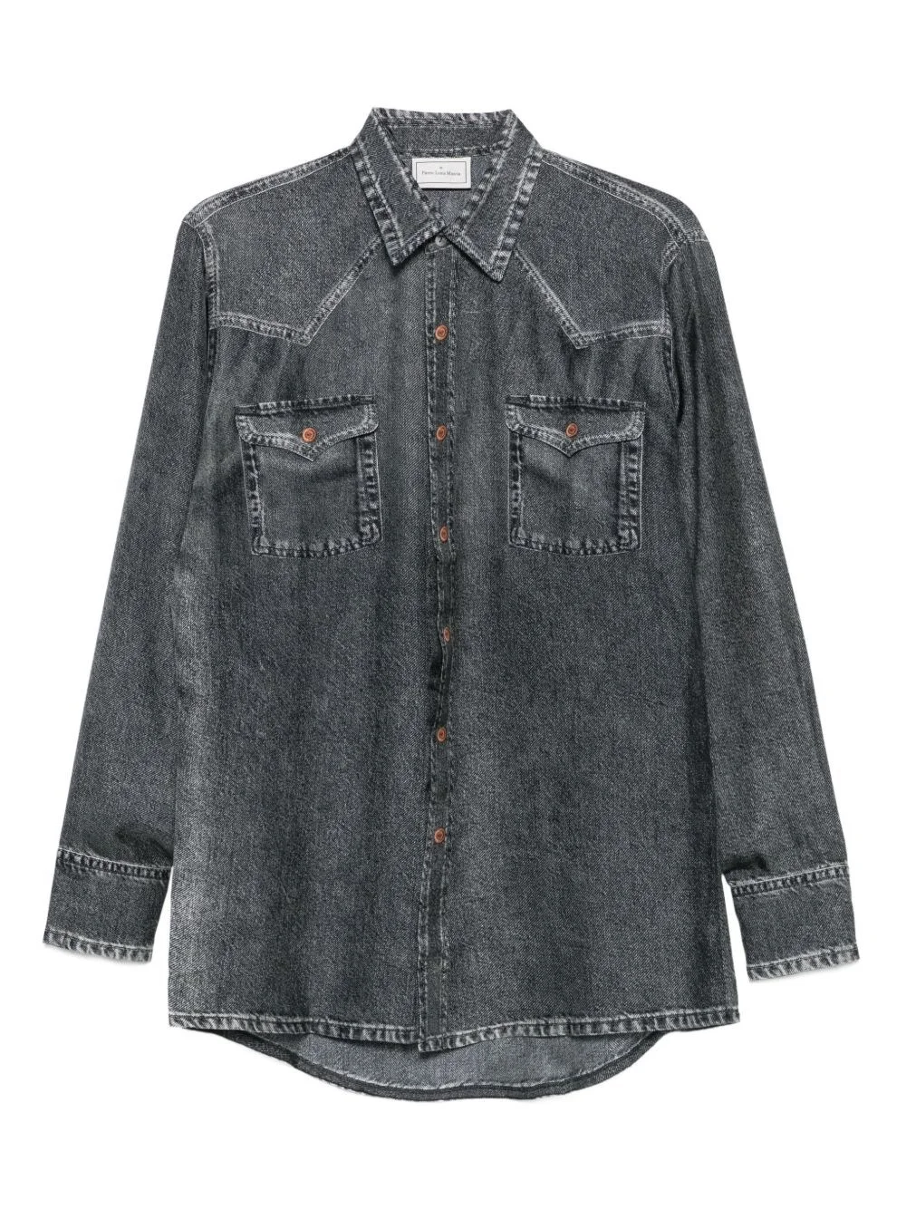 Denim print silk shirt - 1