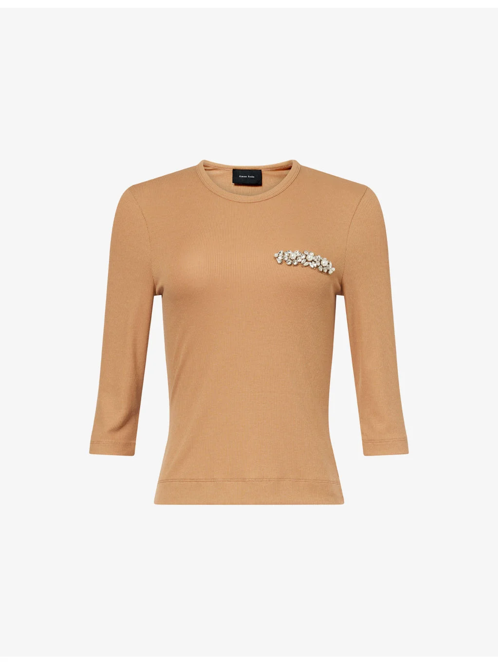 Jewel-Embellished Stretch-Rib Jersey Top - 1