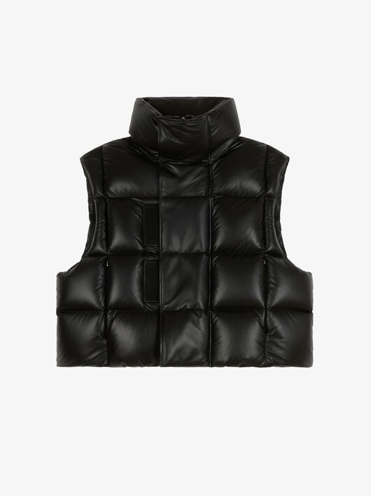 SLEEVELESS PUFFA JACKET IN LEATHER - 3