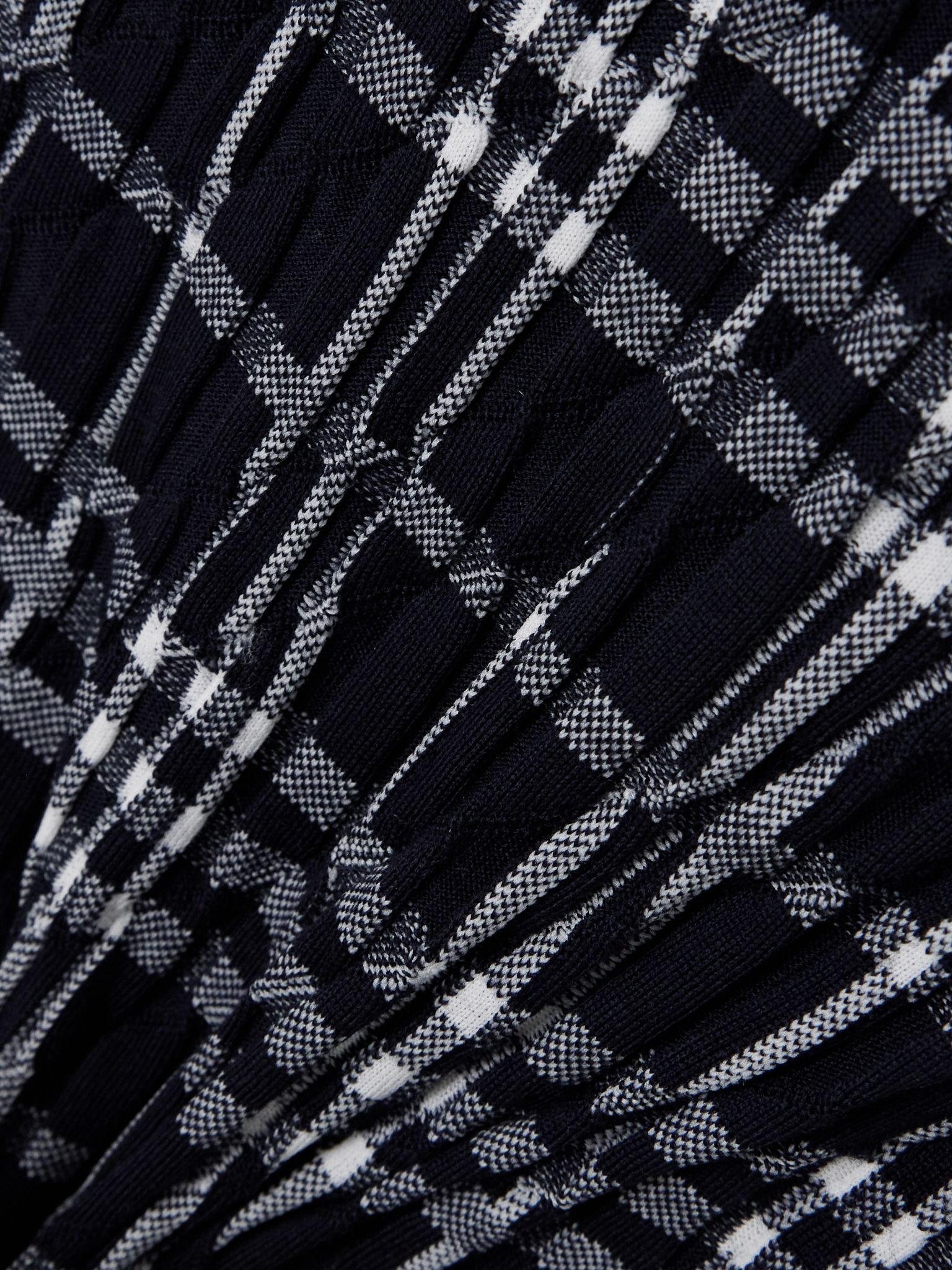 Checked wool-blend midi dress Black - 4