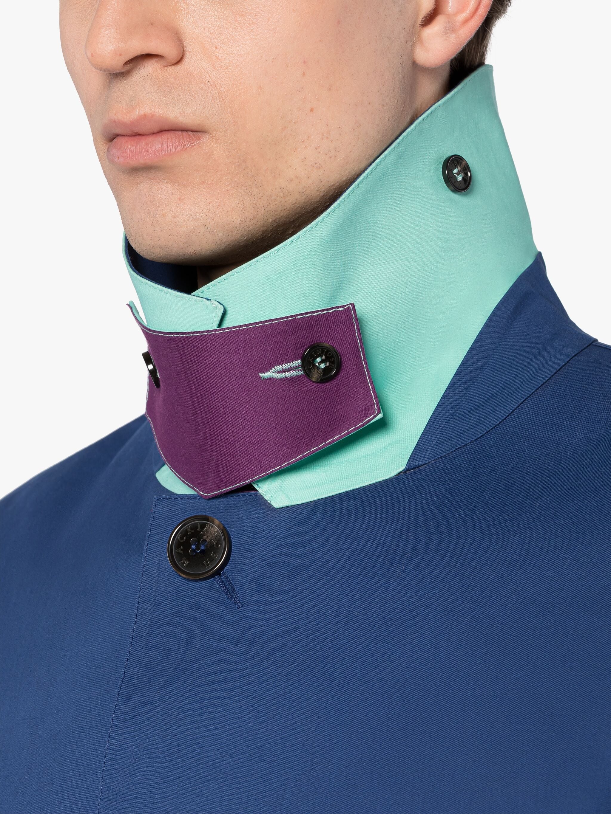 OXFORD BLUE PATCHWORK BONDED COTTON 3/4 COAT - 5