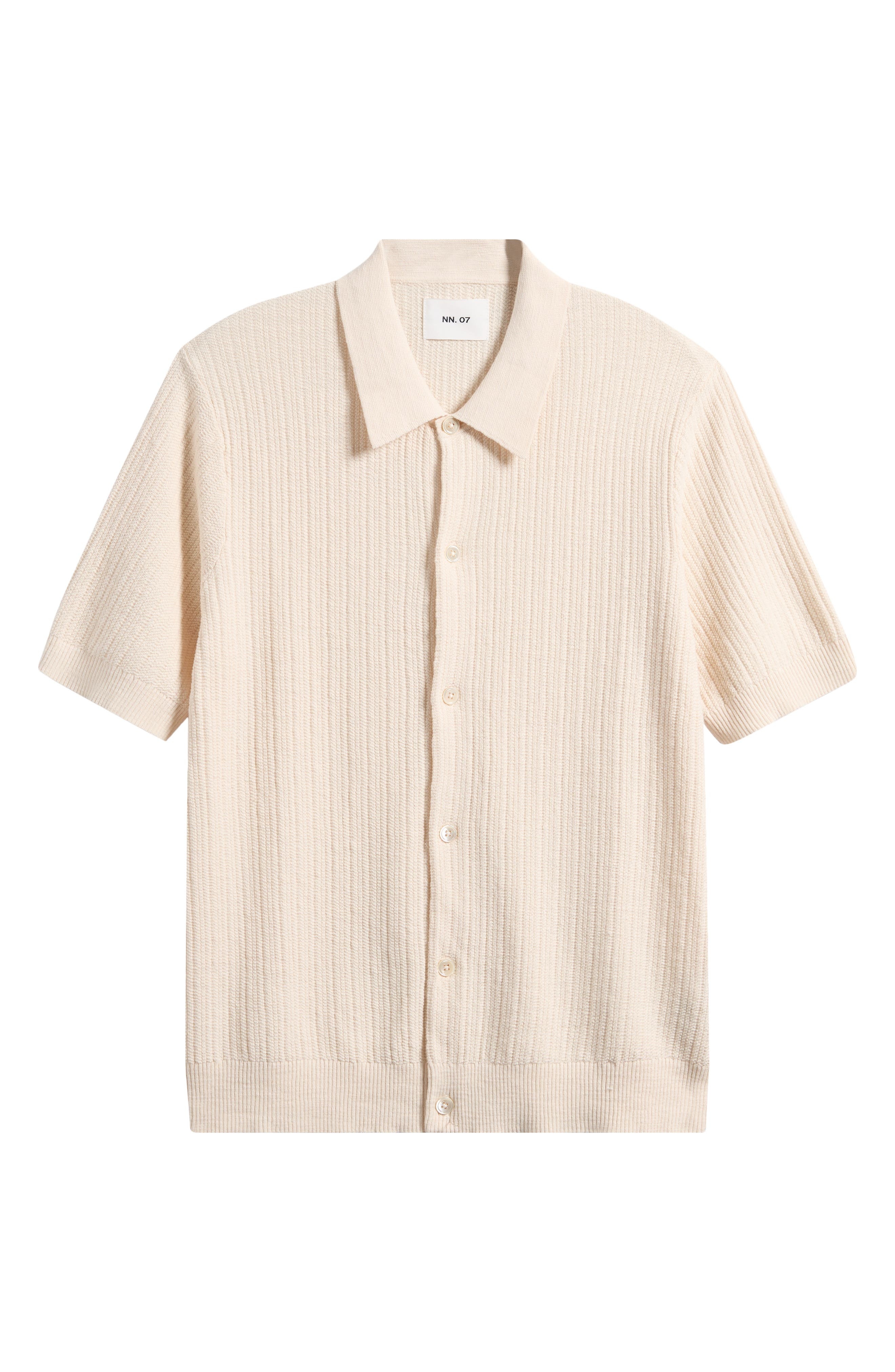 NN07 Nolan 6695 Organic Cotton Polo Cardigan in Ecru at Nordstrom - 6
