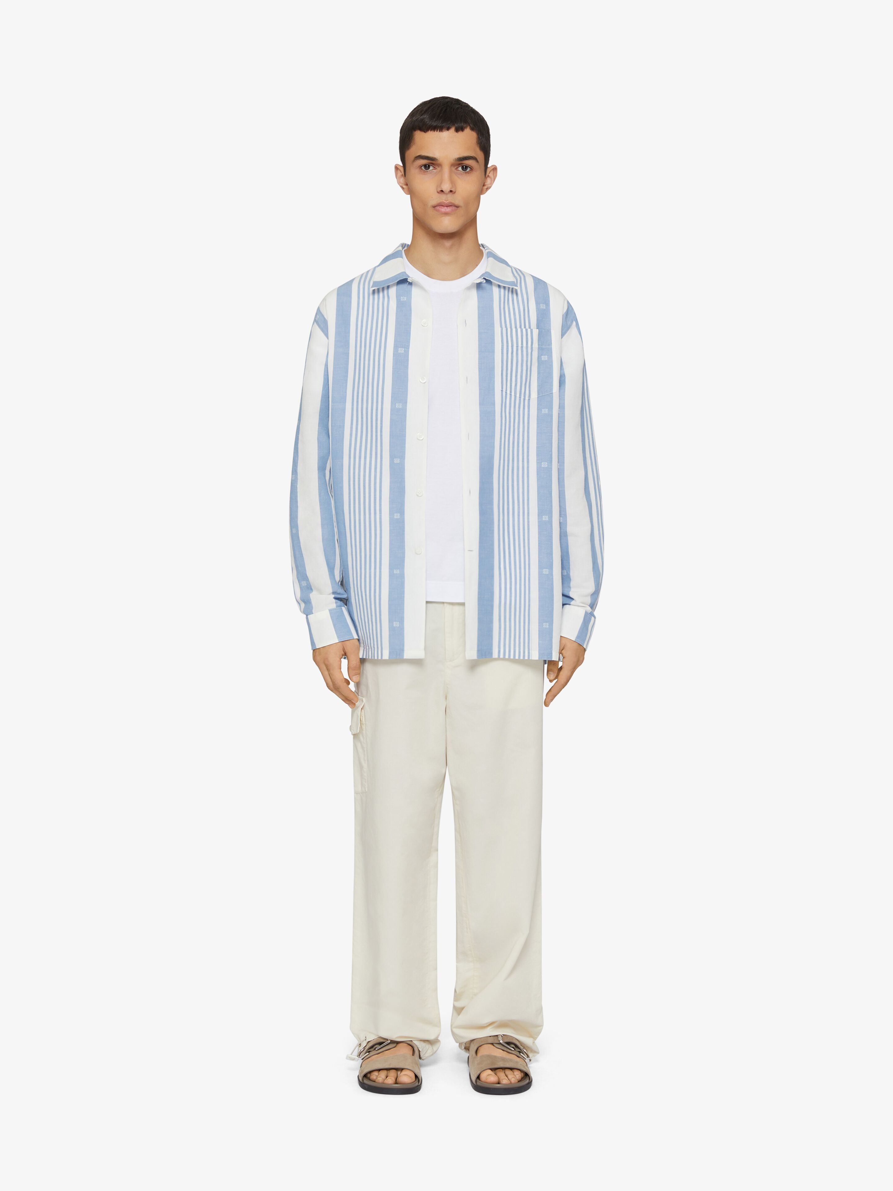 SHIRT IN LINEN WITH 4G STRIPES - 2