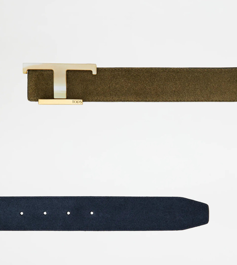 REVERSIBLE BELT IN SUEDE - GREEN, BLUE 3