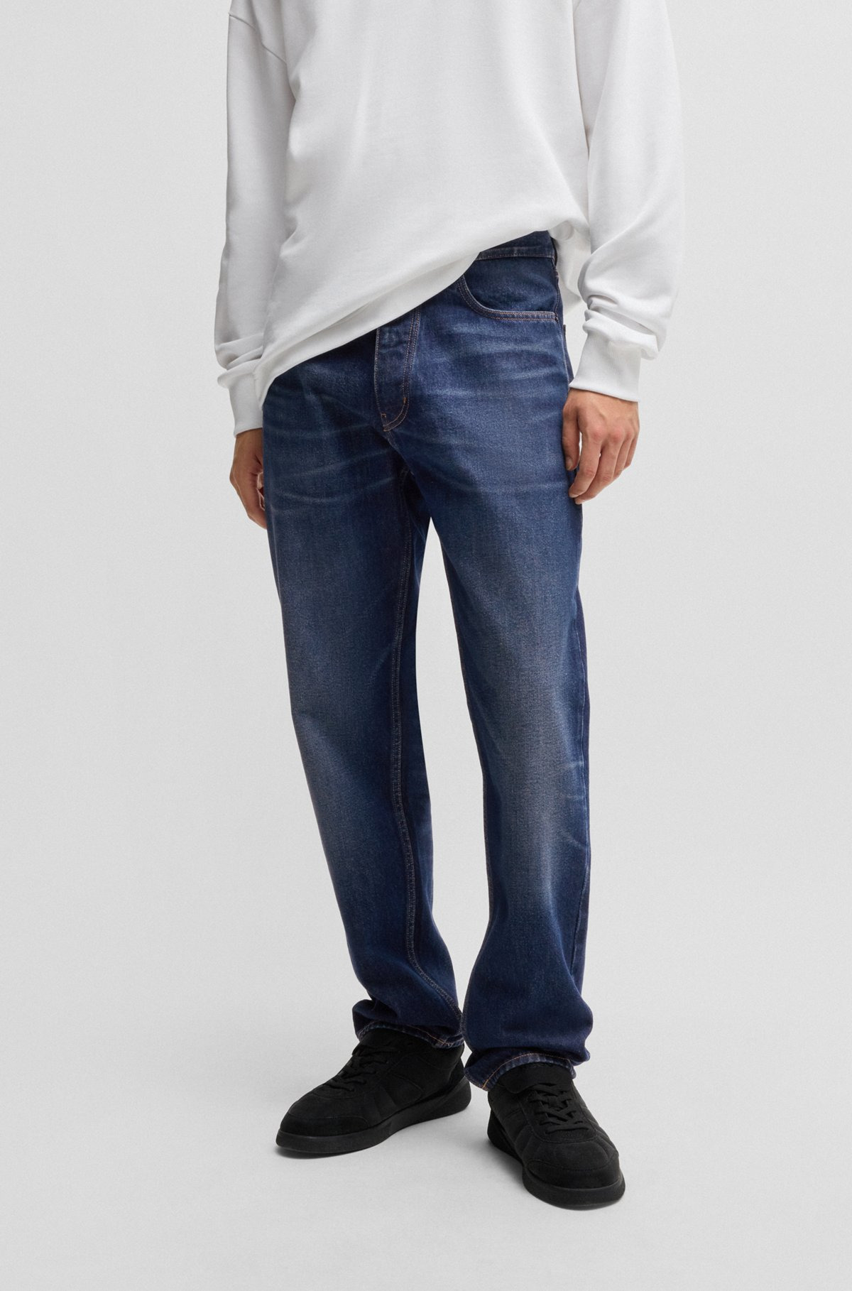 REGULAR-FIT JEANS IN DARK-BLUE STONEWASHED DENIM - 2