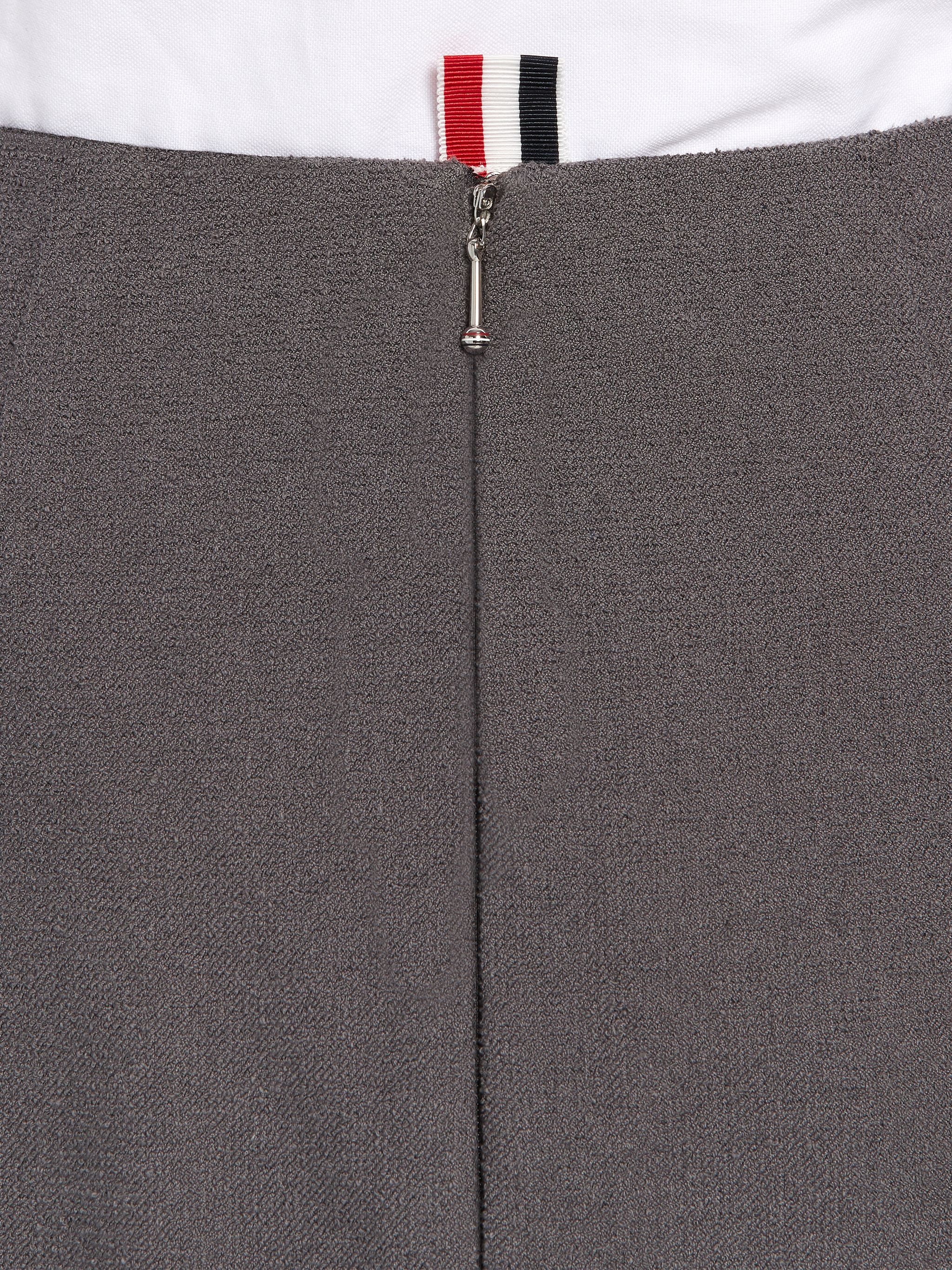 Dark Grey Cotton Boucle Suiting Side Engineered Stripe Knee Length Sheath Pencil Skirt - 6