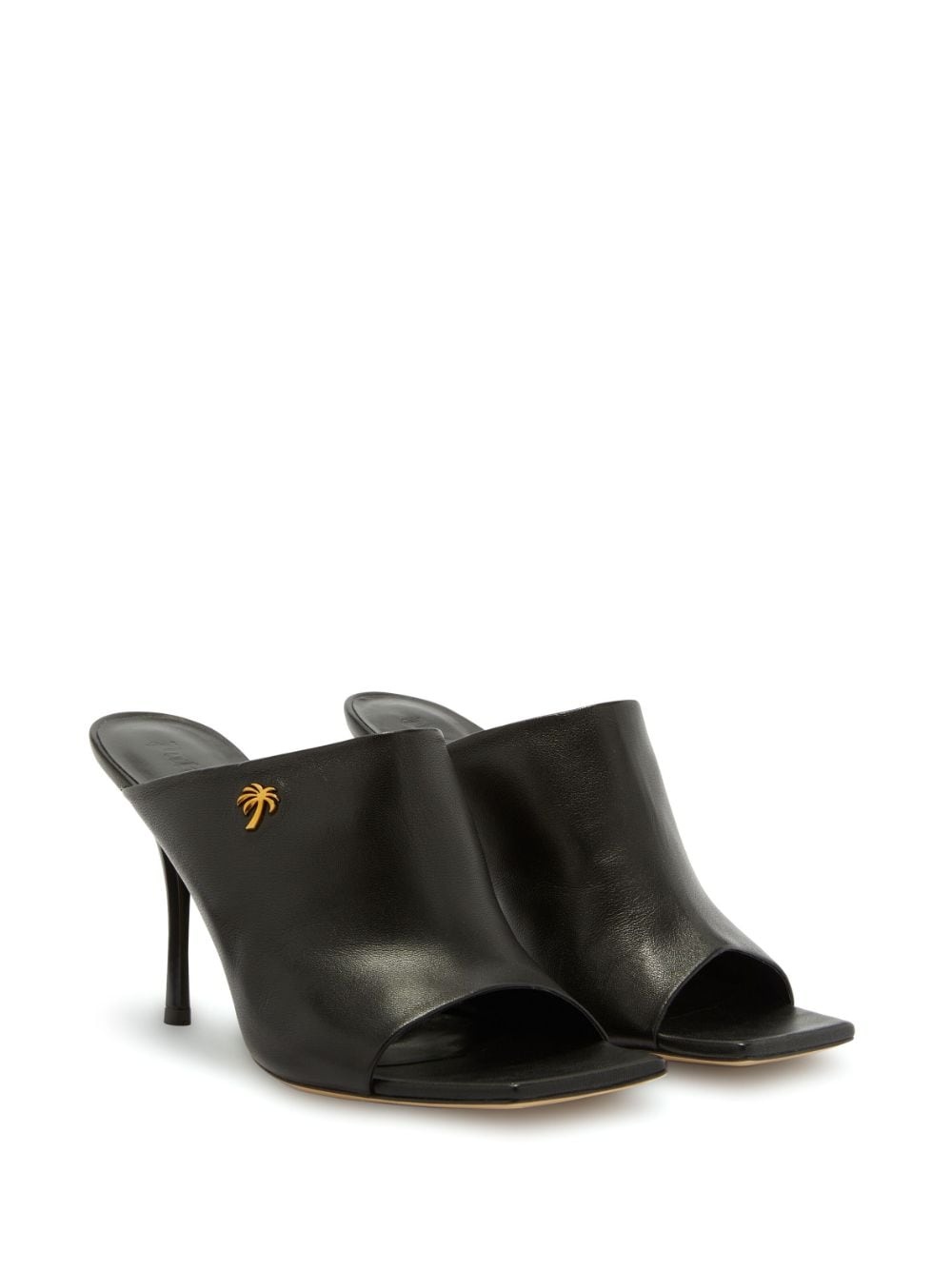 Palm-motif 95mm leather mules - 2