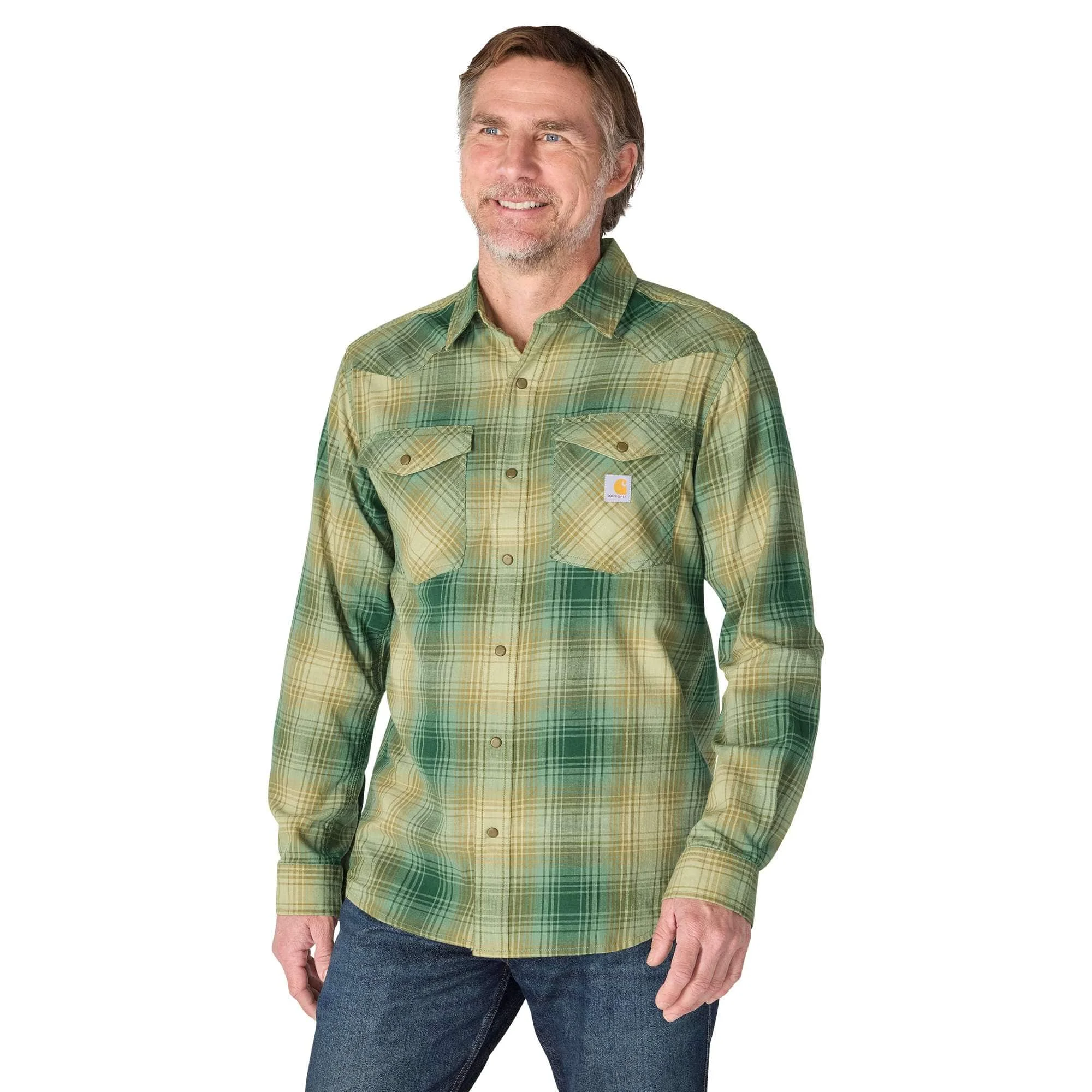 Montana Rugged Flex™ Relaxed Fit Lightweight Long-Sleeve Snap-Front Plaid Shirt - 1
