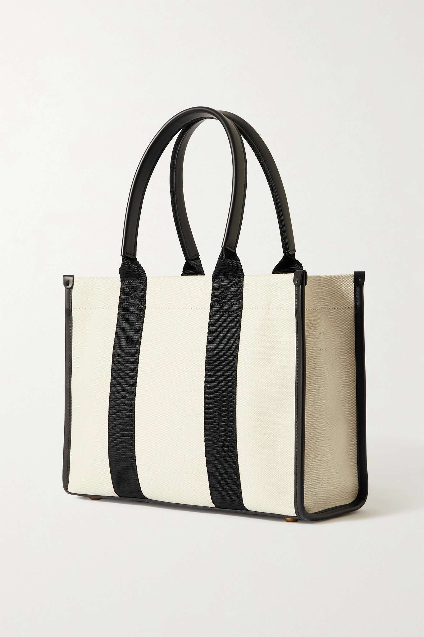 Neo Navy small leather-trimmed printed organic cotton-canvas tote - 3