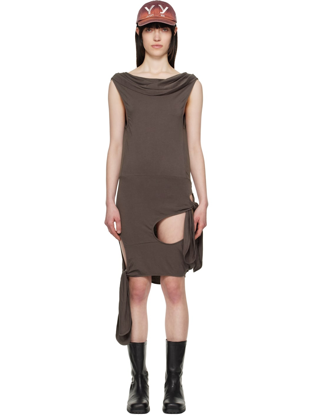 SSENSE Exclusive Brown Deconstructed Minidress - 1