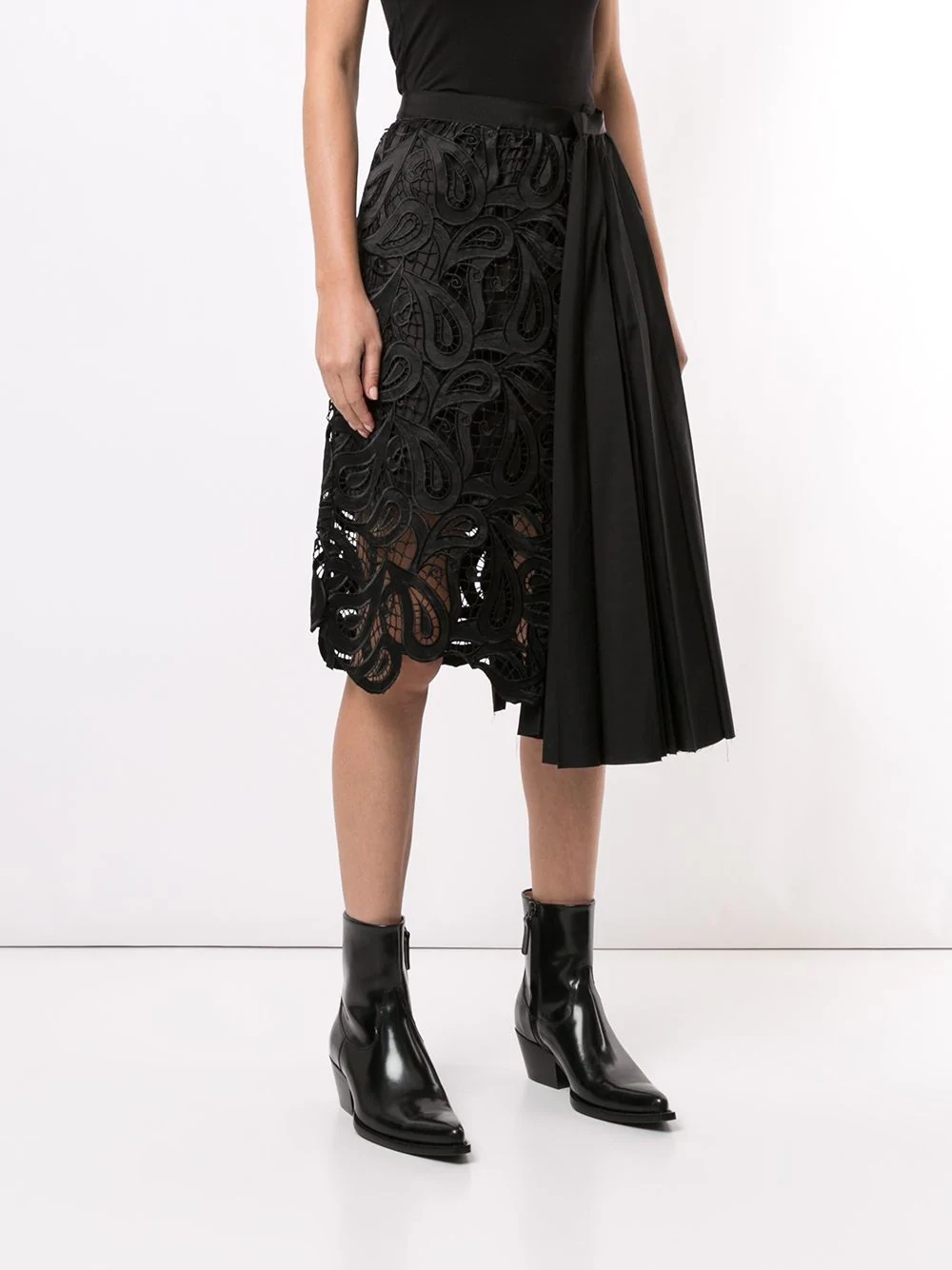 contrast-panel asymmetric skirt - 3