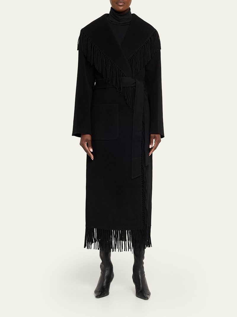 SIMKHAI Carrie Belted Fringe Robe Coat outlook
