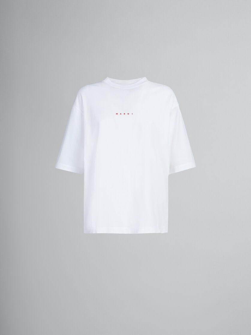 WHITE ORGANIC COTTON T-SHIRT WITH LOGO - 1