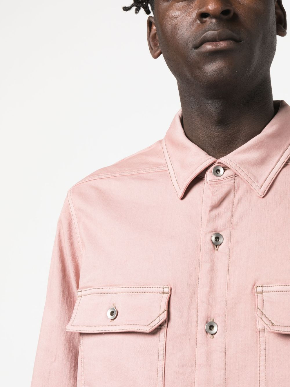 cotton-blend long-sleeved overshirt - 5